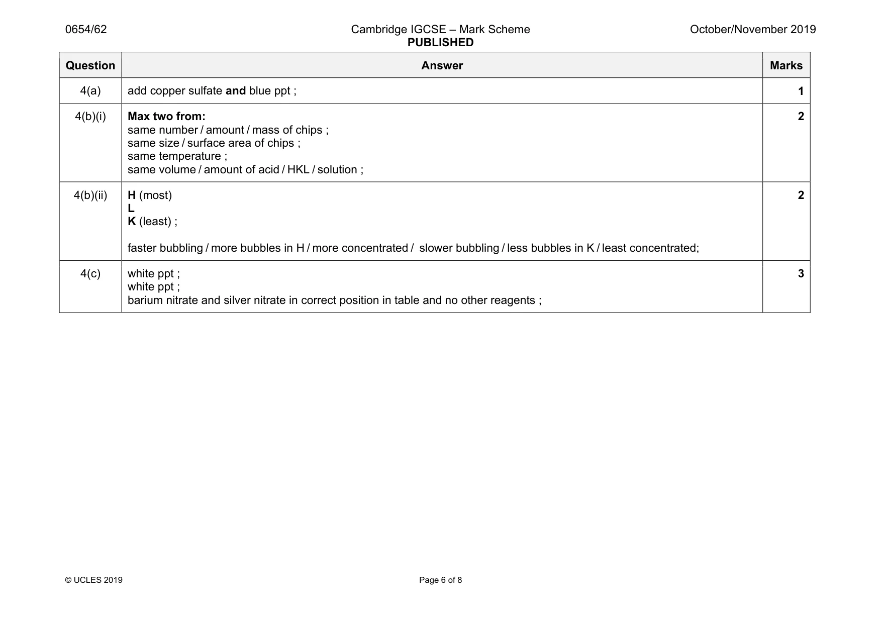Mark scheme, page 6 of 8