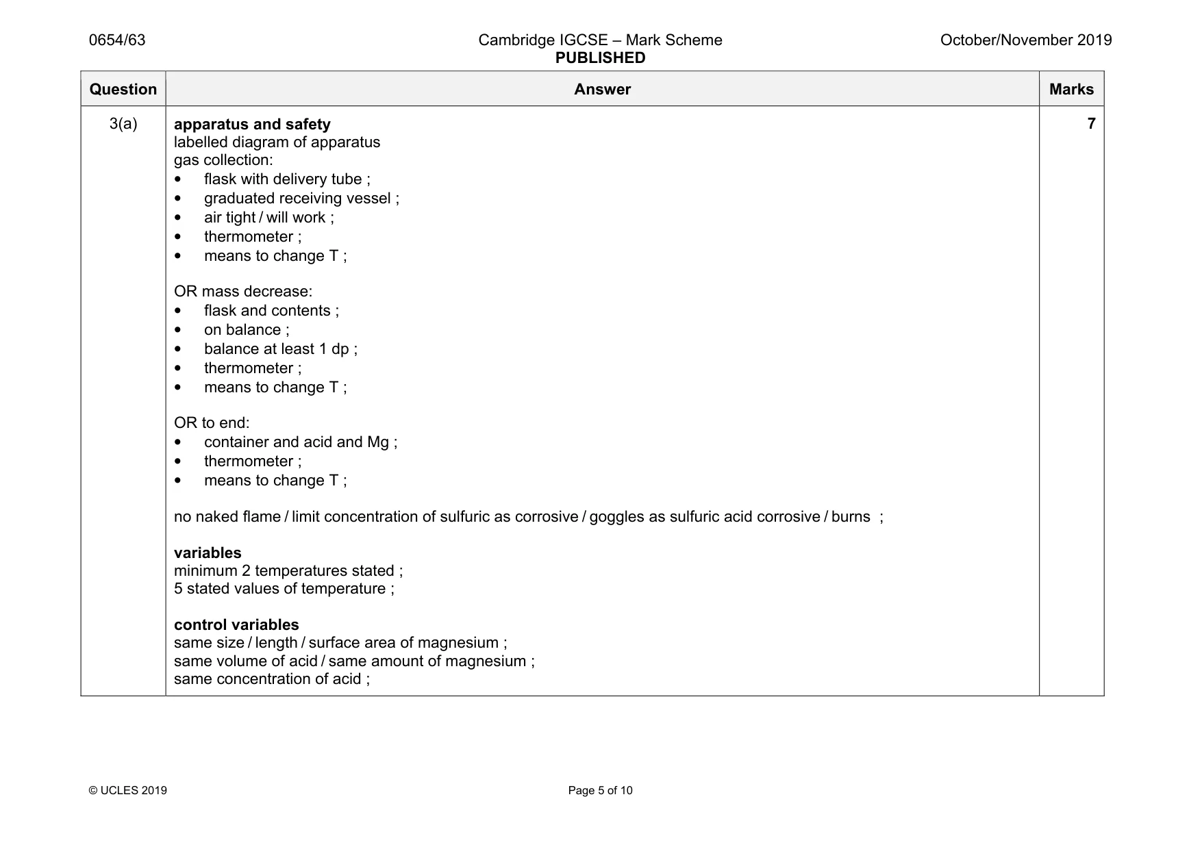 Mark scheme, page 5 of 10