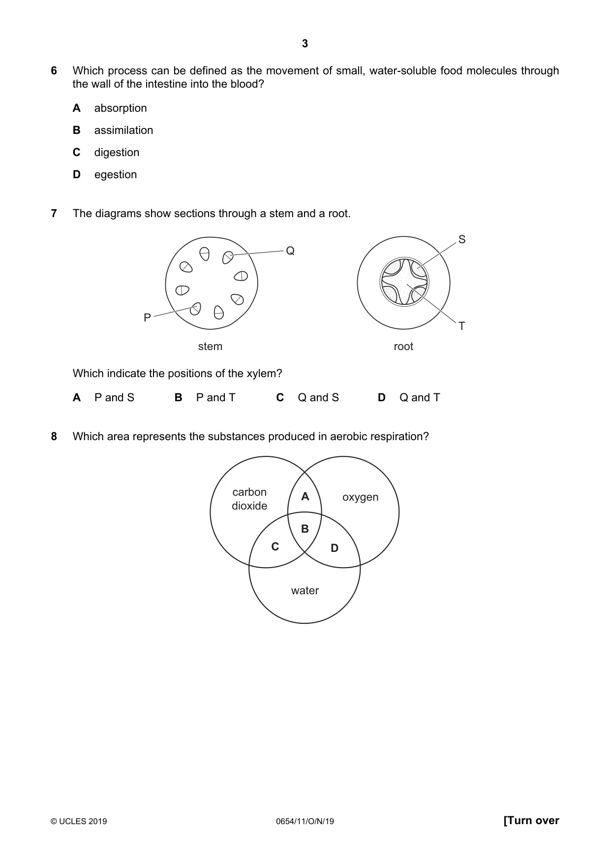Cambridge IGCSE Sciences - Co-ordinated (Double) 0654 2019 Oct/Nov Paper 1 · Variant 1 question paper, page 3 of 16