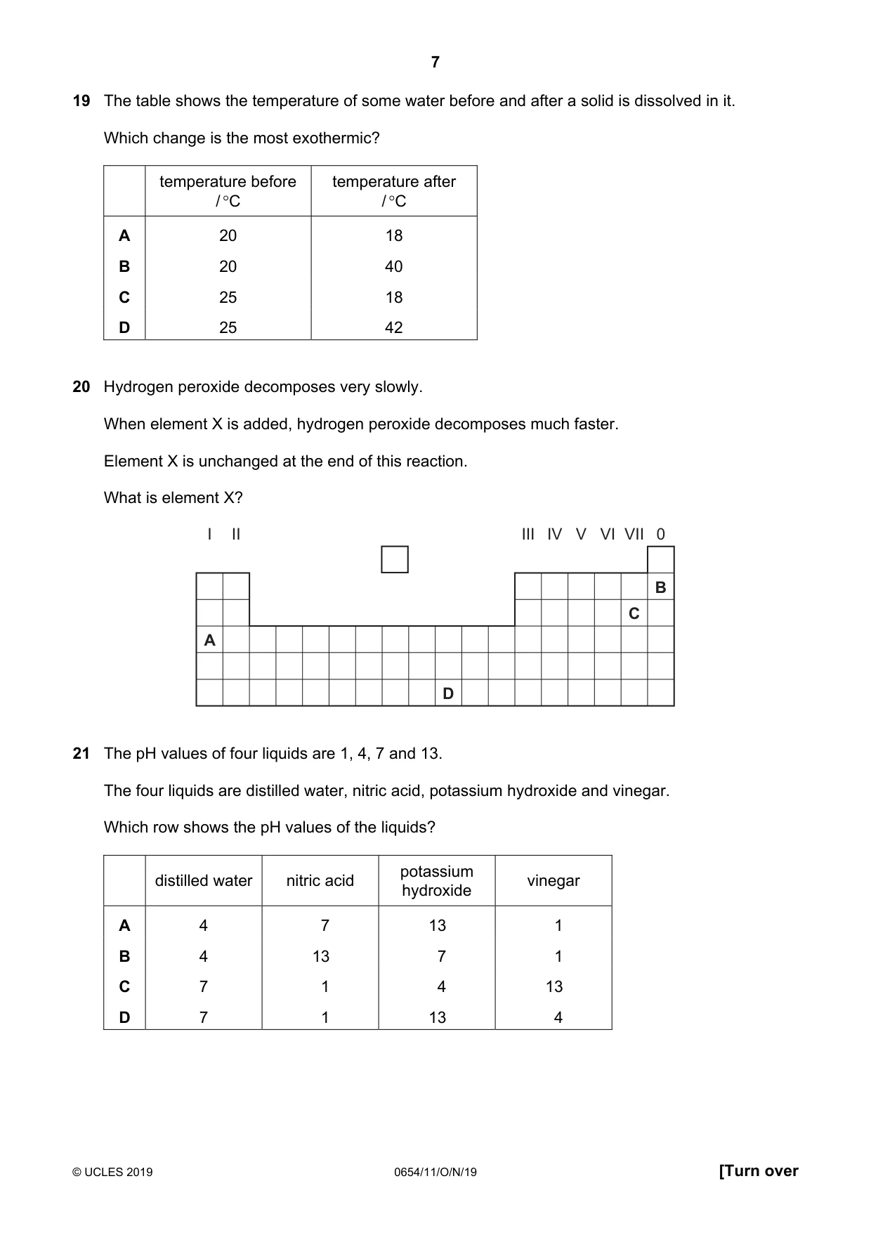 Cambridge IGCSE Sciences - Co-ordinated (Double) 0654 2019 Oct/Nov Paper 1 · Variant 1 question paper, page 7 of 16