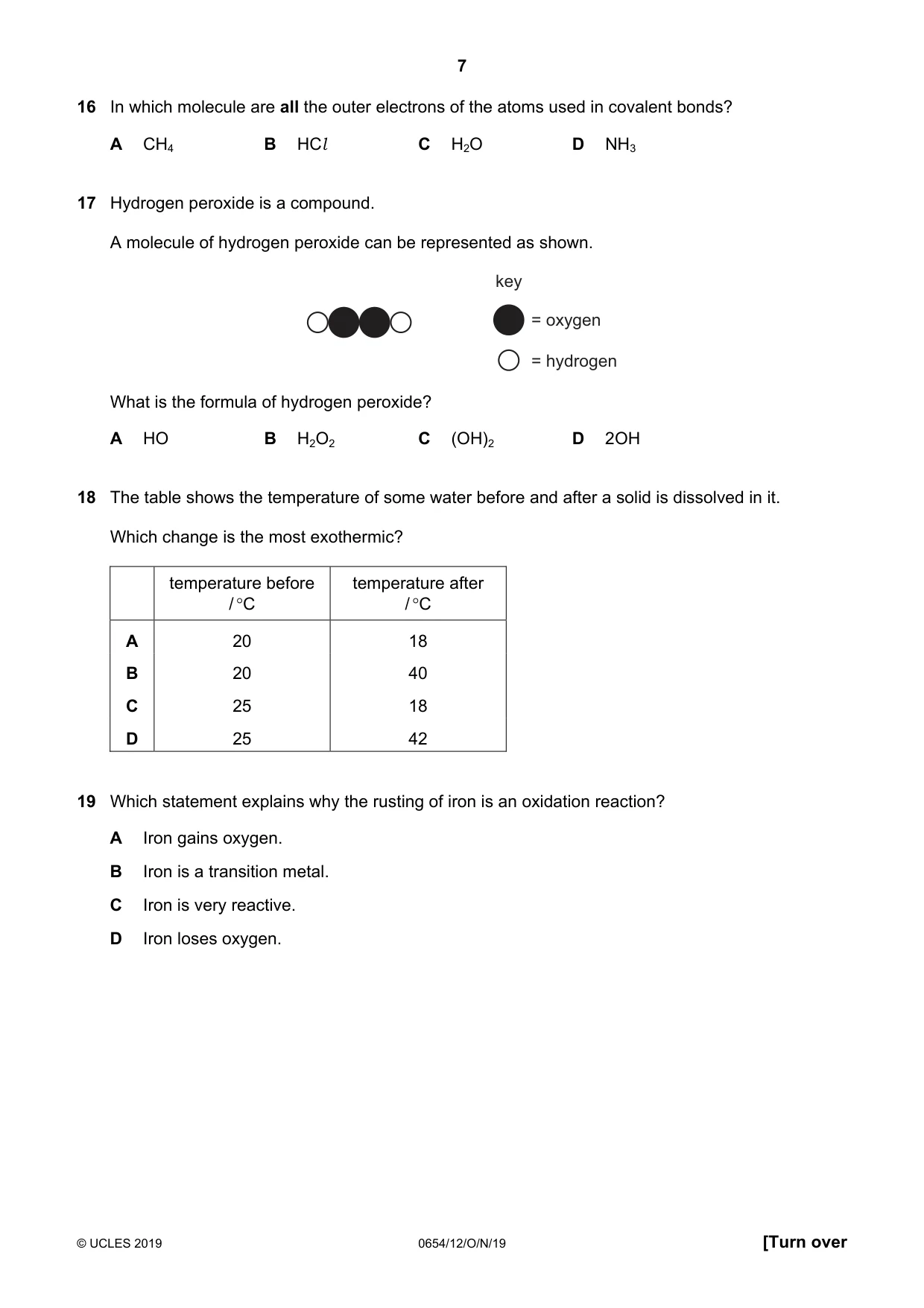 Cambridge IGCSE Sciences - Co-ordinated (Double) 0654 2019 Oct/Nov Paper 1 · Variant 2 question paper, page 7 of 16