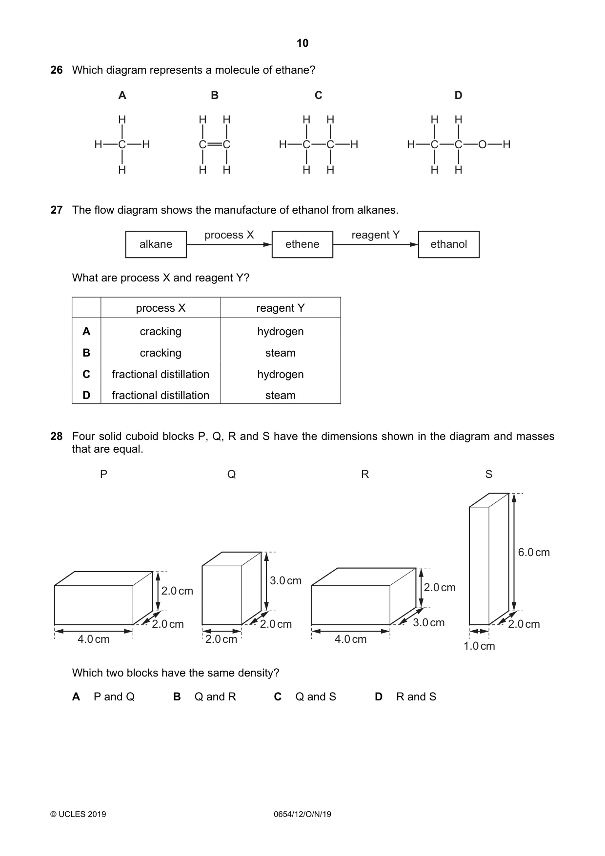 Cambridge IGCSE Sciences - Co-ordinated (Double) 0654 2019 Oct/Nov Paper 1 · Variant 2 question paper, page 10 of 16