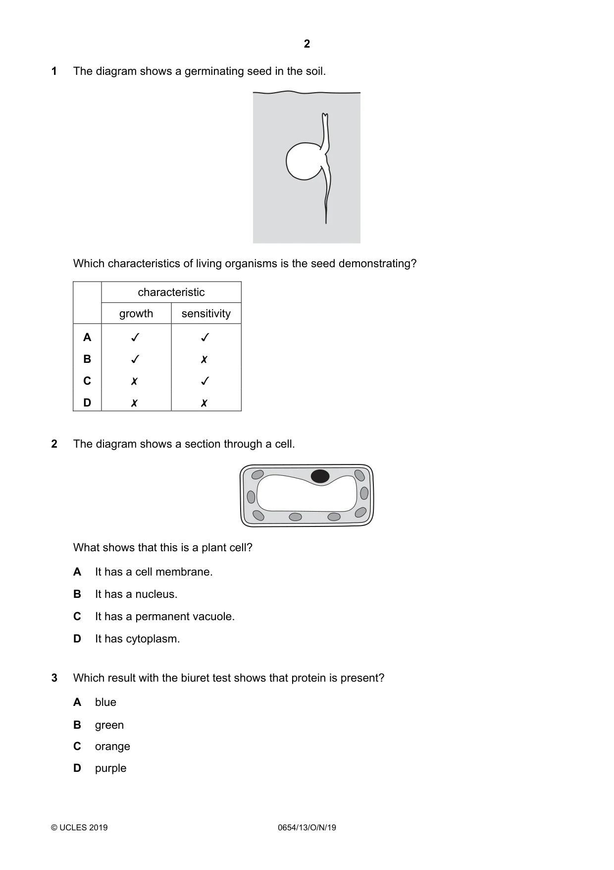 Cambridge IGCSE Sciences - Co-ordinated (Double) 0654 2019 Oct/Nov Paper 1 · Variant 3 question paper, page 2 of 20