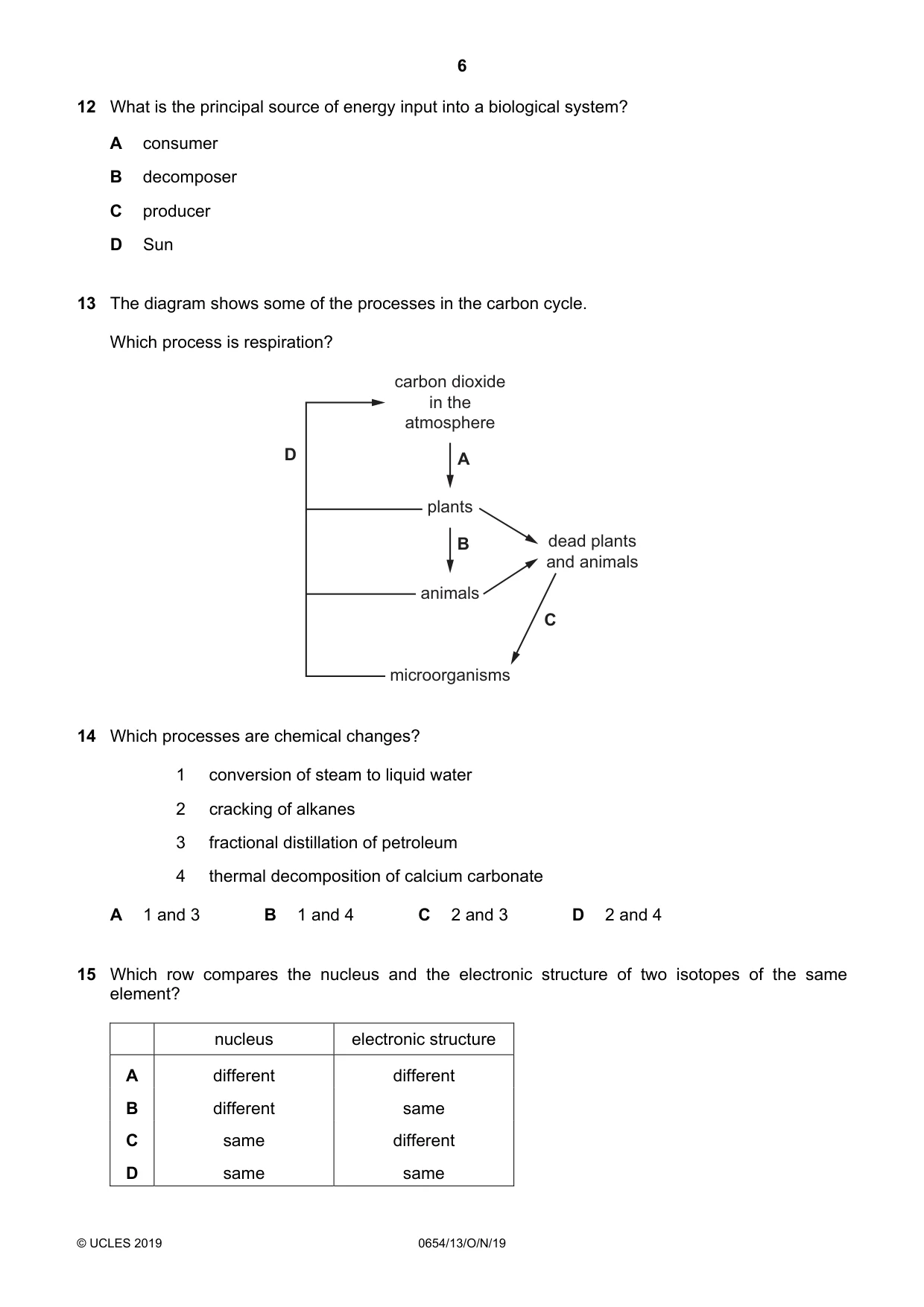 Cambridge IGCSE Sciences - Co-ordinated (Double) 0654 2019 Oct/Nov Paper 1 · Variant 3 question paper, page 6 of 20