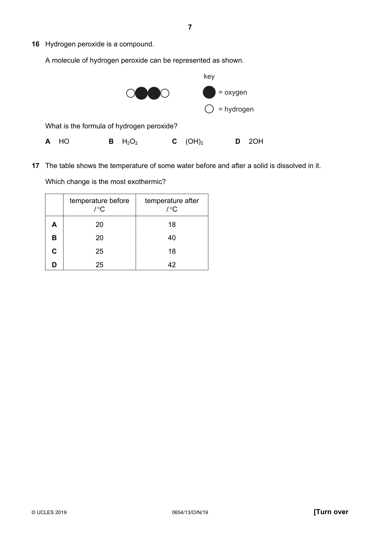 Cambridge IGCSE Sciences - Co-ordinated (Double) 0654 2019 Oct/Nov Paper 1 · Variant 3 question paper, page 7 of 20