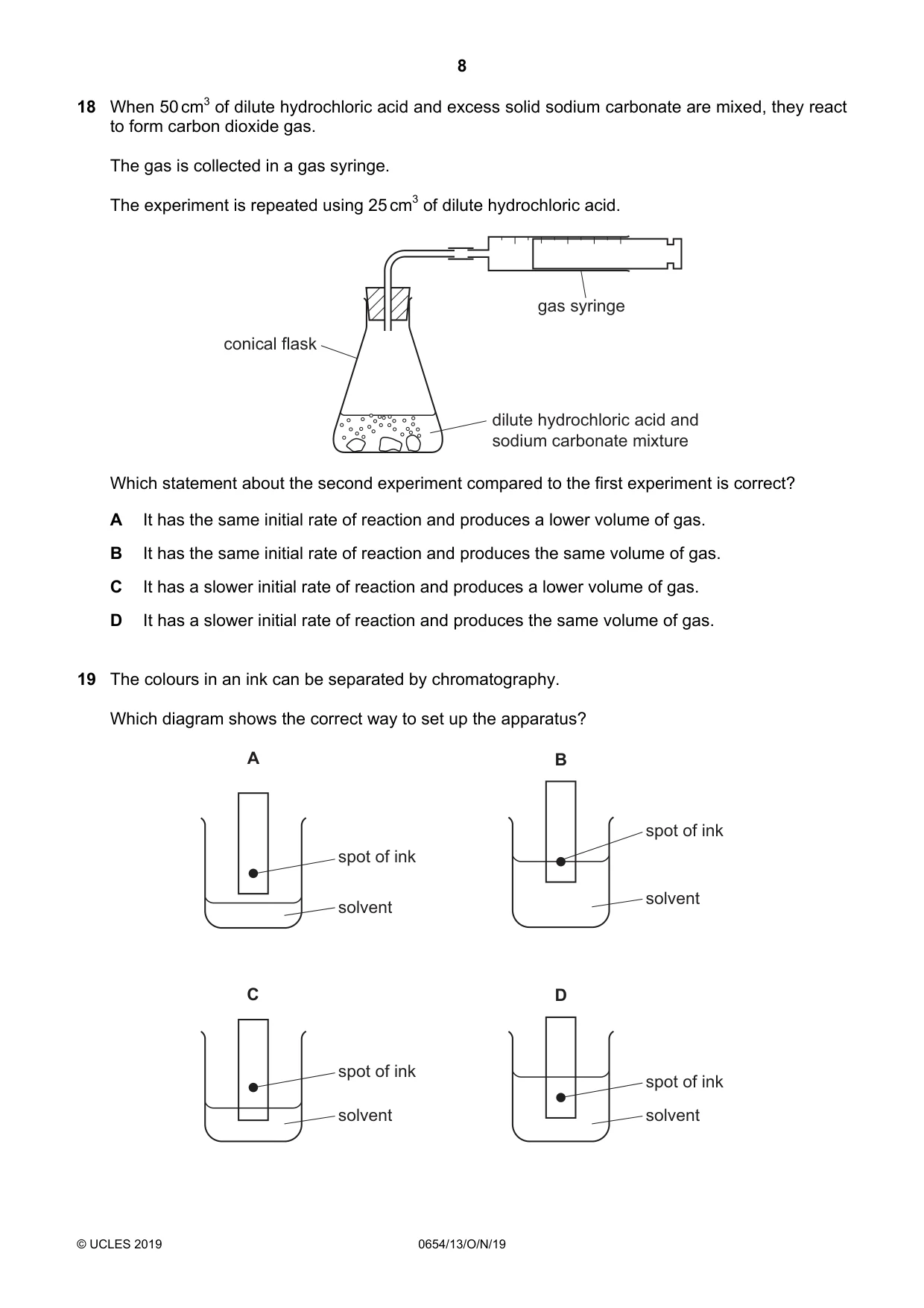 Cambridge IGCSE Sciences - Co-ordinated (Double) 0654 2019 Oct/Nov Paper 1 · Variant 3 question paper, page 8 of 20
