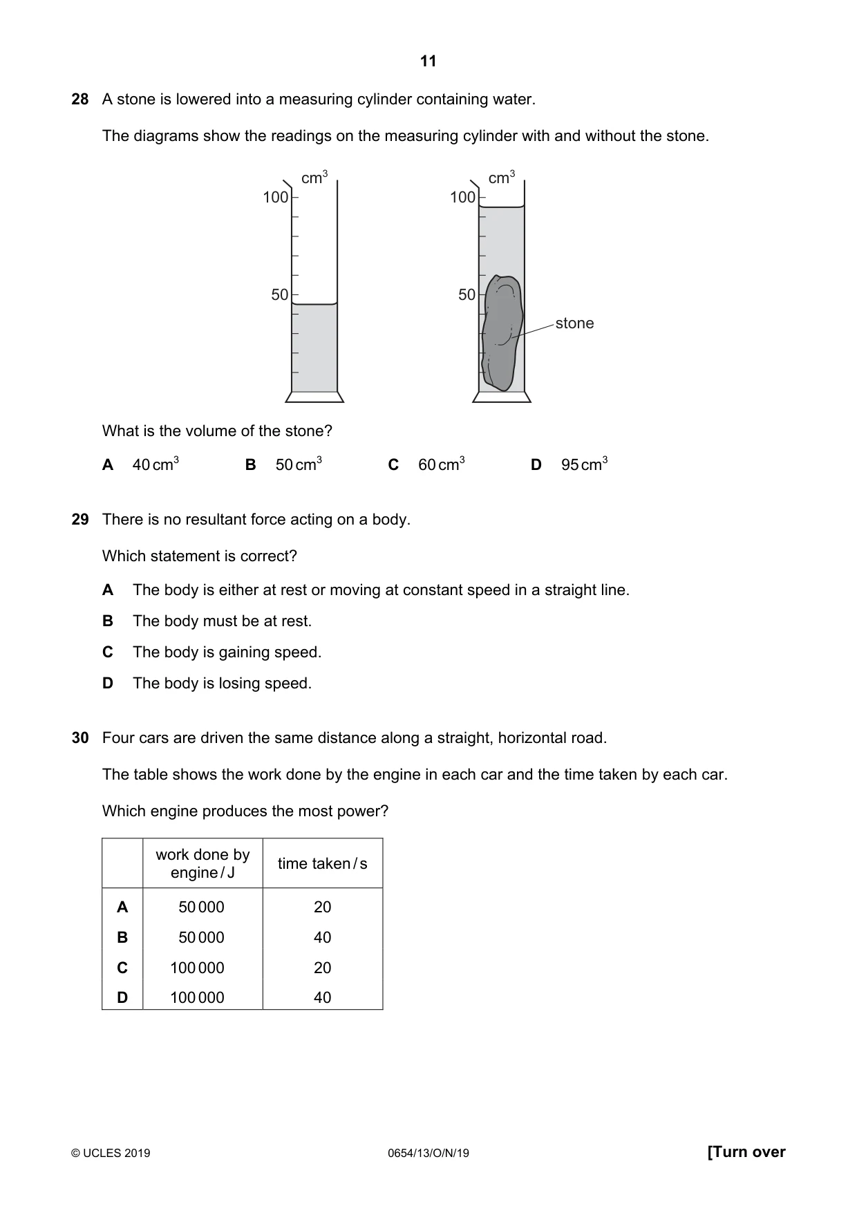 Cambridge IGCSE Sciences - Co-ordinated (Double) 0654 2019 Oct/Nov Paper 1 · Variant 3 question paper, page 11 of 20