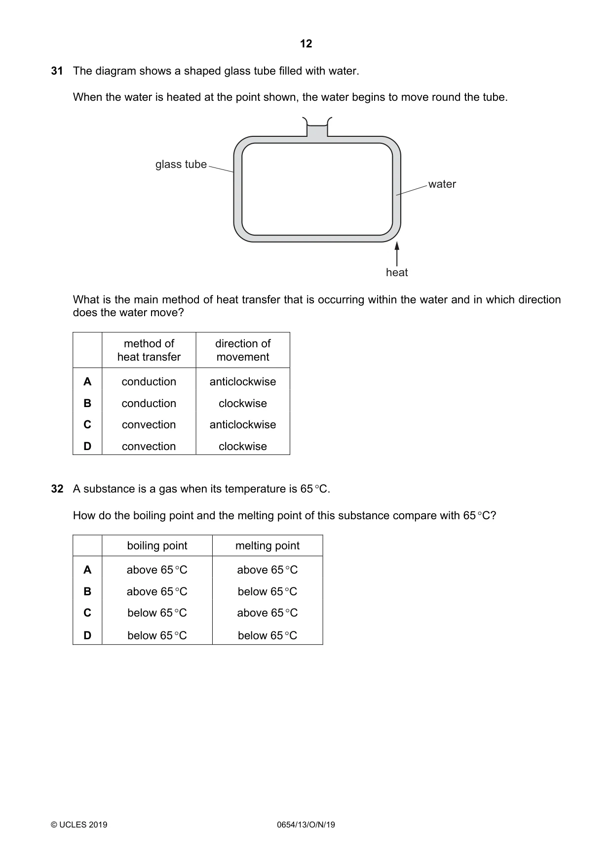 Cambridge IGCSE Sciences - Co-ordinated (Double) 0654 2019 Oct/Nov Paper 1 · Variant 3 question paper, page 12 of 20