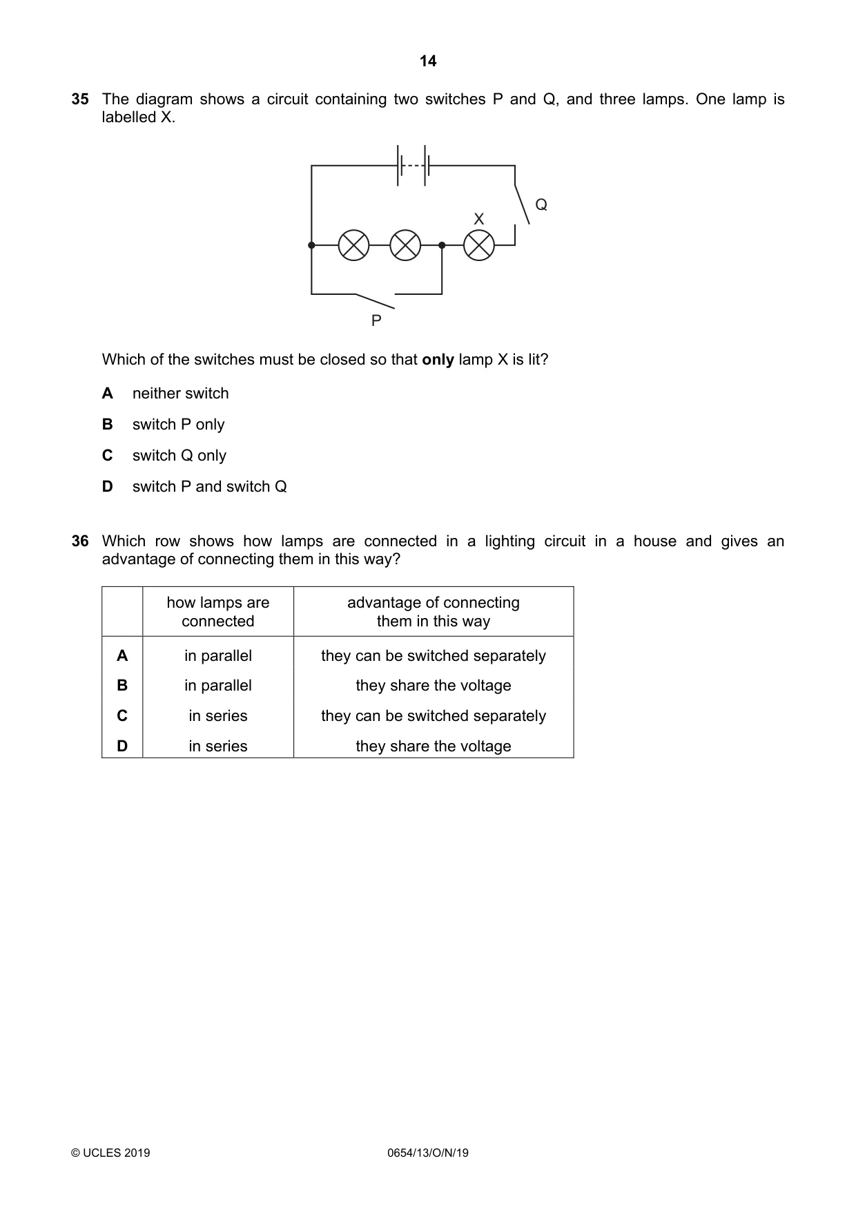 Cambridge IGCSE Sciences - Co-ordinated (Double) 0654 2019 Oct/Nov Paper 1 · Variant 3 question paper, page 14 of 20