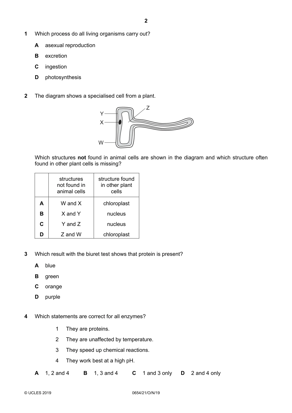 Cambridge IGCSE Sciences - Co-ordinated (Double) 0654 2019 Oct/Nov Paper 2 · Variant 1 question paper, page 2 of 16
