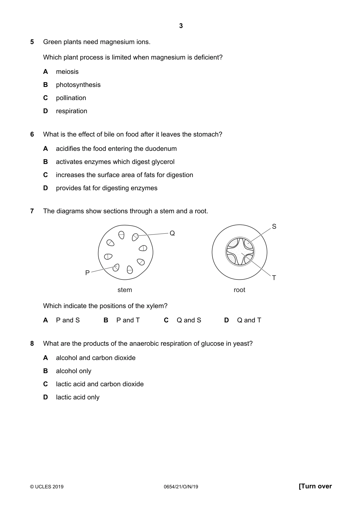 Cambridge IGCSE Sciences - Co-ordinated (Double) 0654 2019 Oct/Nov Paper 2 · Variant 1 question paper, page 3 of 16