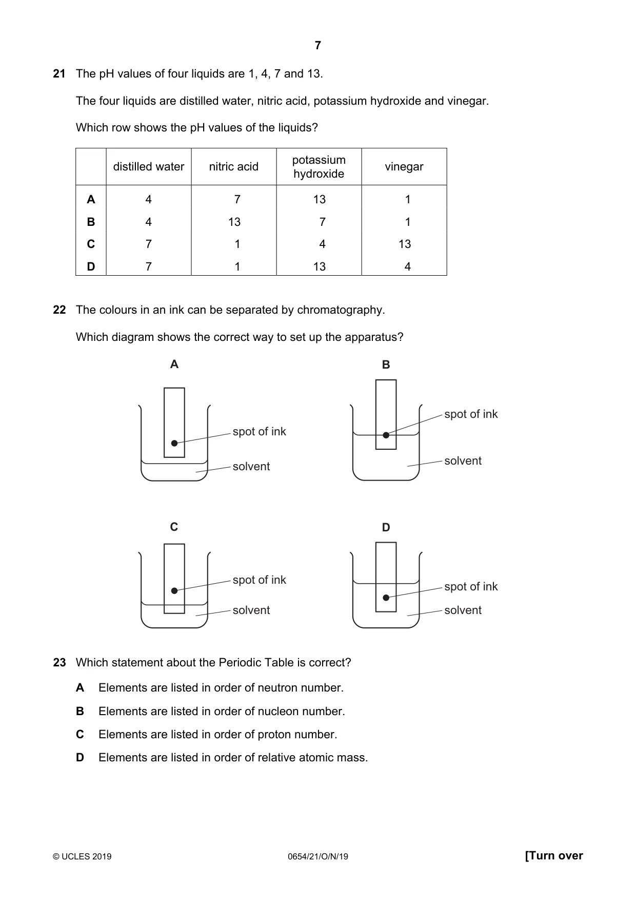 Cambridge IGCSE Sciences - Co-ordinated (Double) 0654 2019 Oct/Nov Paper 2 · Variant 1 question paper, page 7 of 16