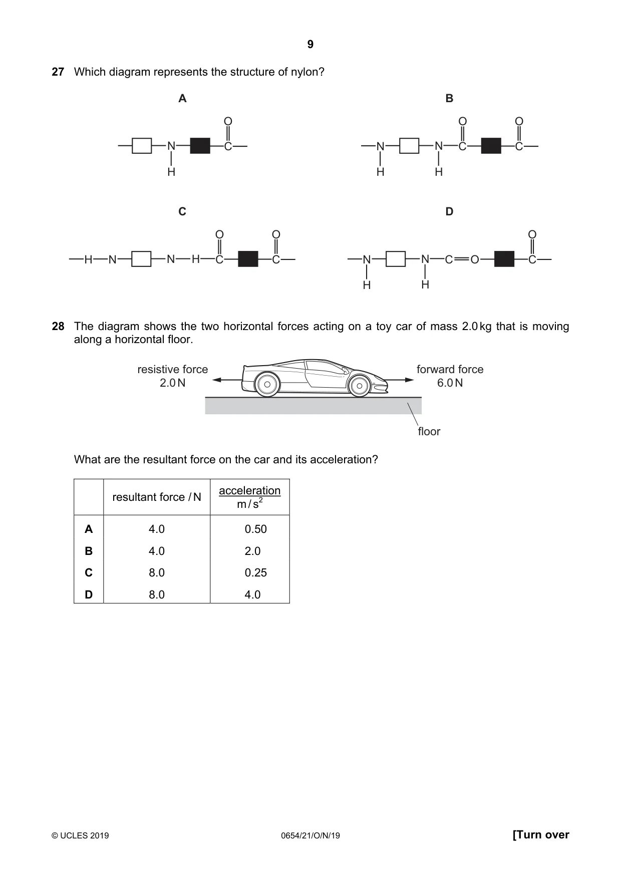 Cambridge IGCSE Sciences - Co-ordinated (Double) 0654 2019 Oct/Nov Paper 2 · Variant 1 question paper, page 9 of 16