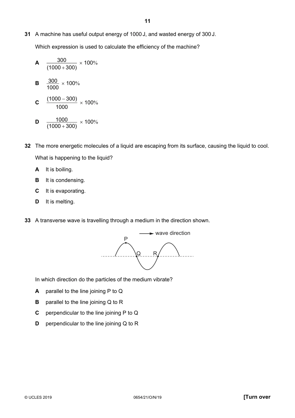 Cambridge IGCSE Sciences - Co-ordinated (Double) 0654 2019 Oct/Nov Paper 2 · Variant 1 question paper, page 11 of 16