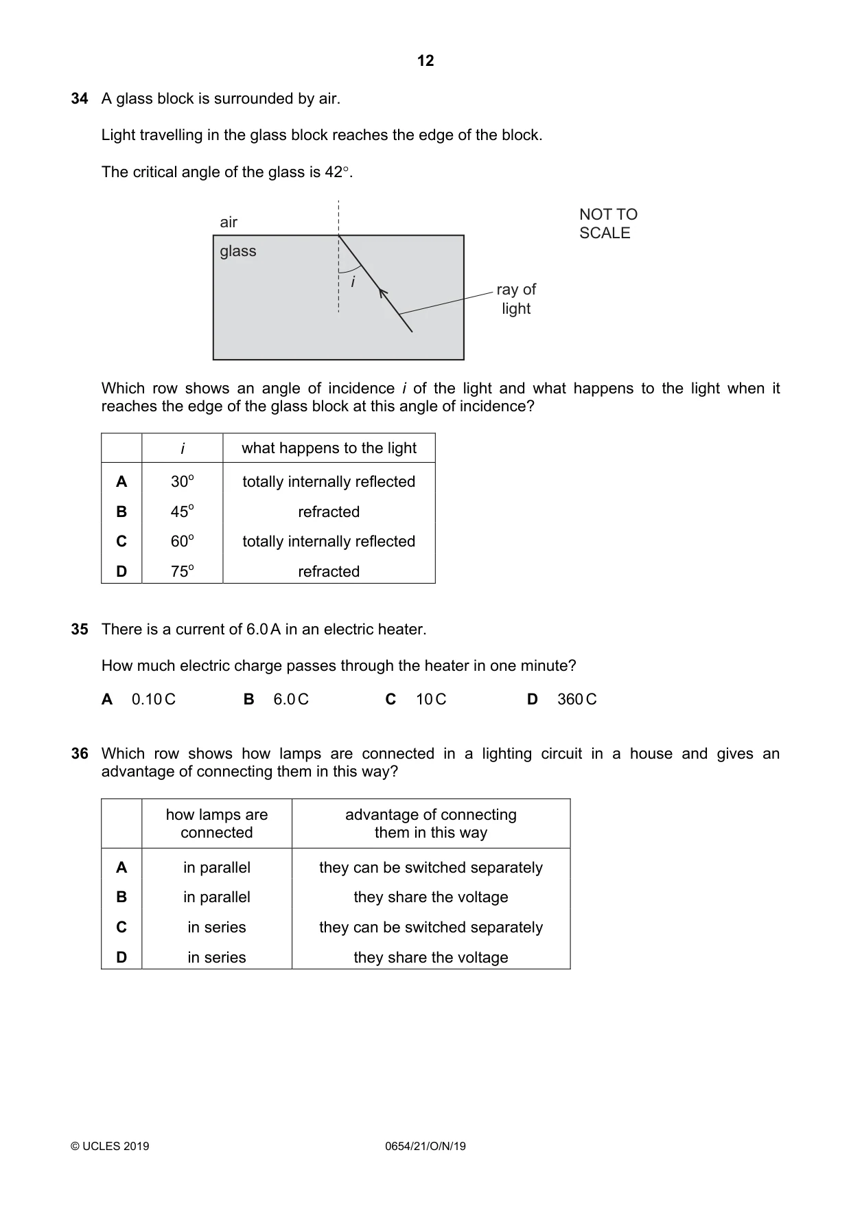 Cambridge IGCSE Sciences - Co-ordinated (Double) 0654 2019 Oct/Nov Paper 2 · Variant 1 question paper, page 12 of 16