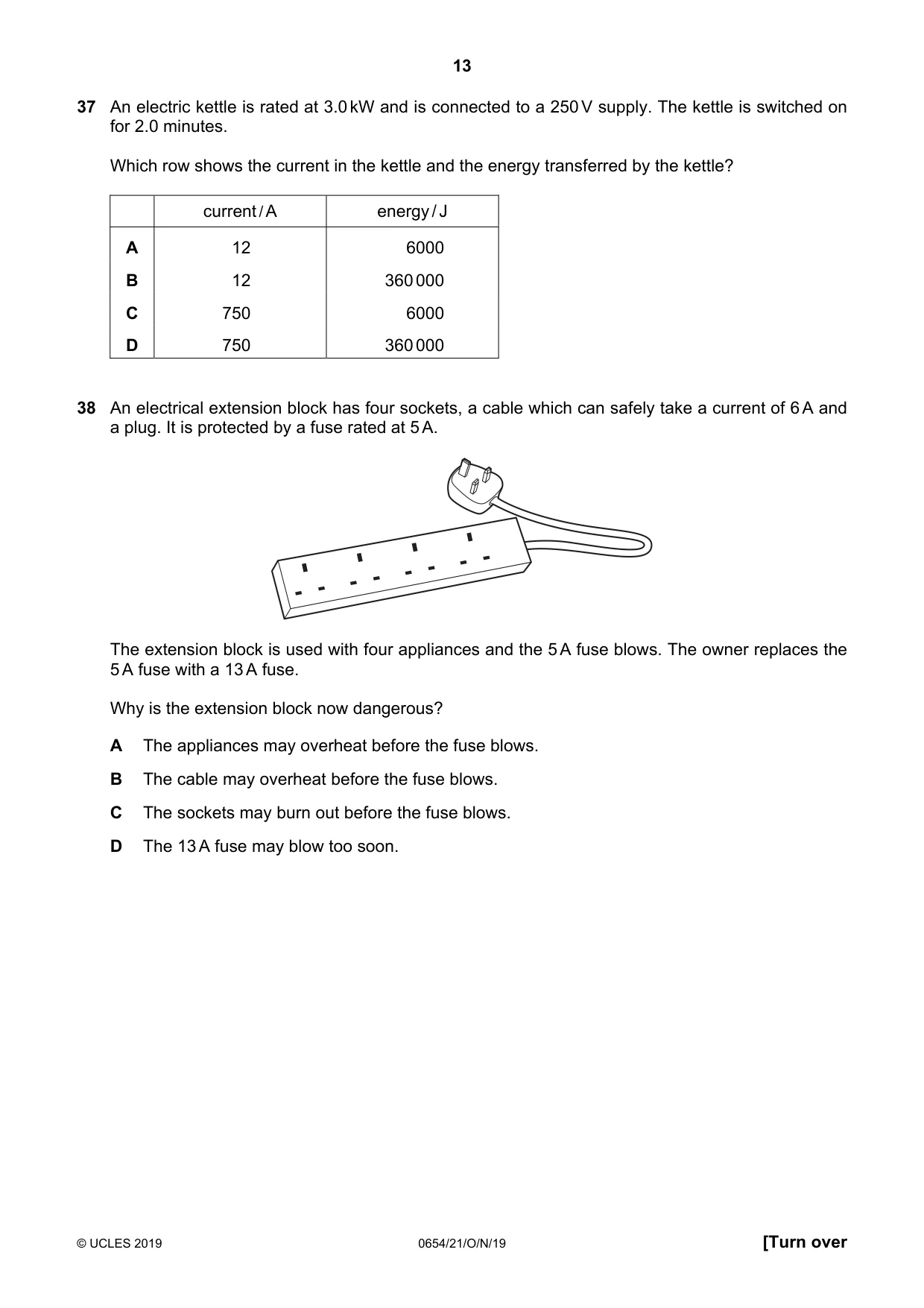 Cambridge IGCSE Sciences - Co-ordinated (Double) 0654 2019 Oct/Nov Paper 2 · Variant 1 question paper, page 13 of 16