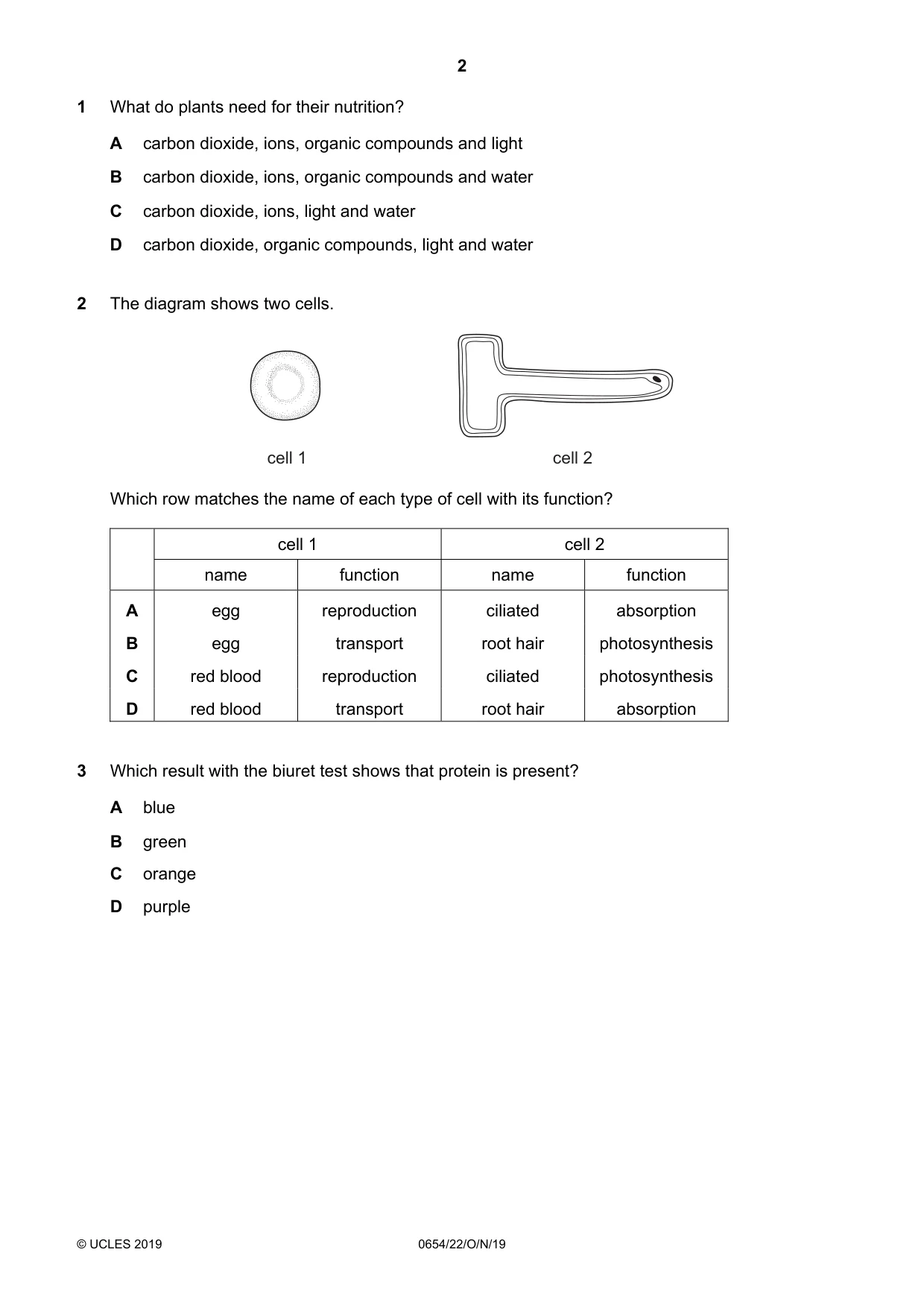 Cambridge IGCSE Sciences - Co-ordinated (Double) 0654 2019 Oct/Nov Paper 2 · Variant 2 question paper, page 2 of 16