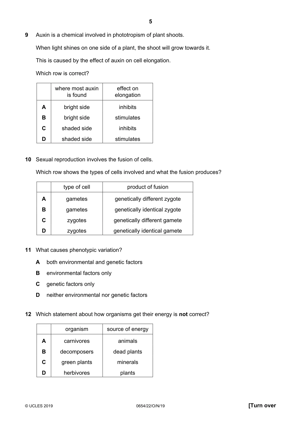 Cambridge IGCSE Sciences - Co-ordinated (Double) 0654 2019 Oct/Nov Paper 2 · Variant 2 question paper, page 5 of 16