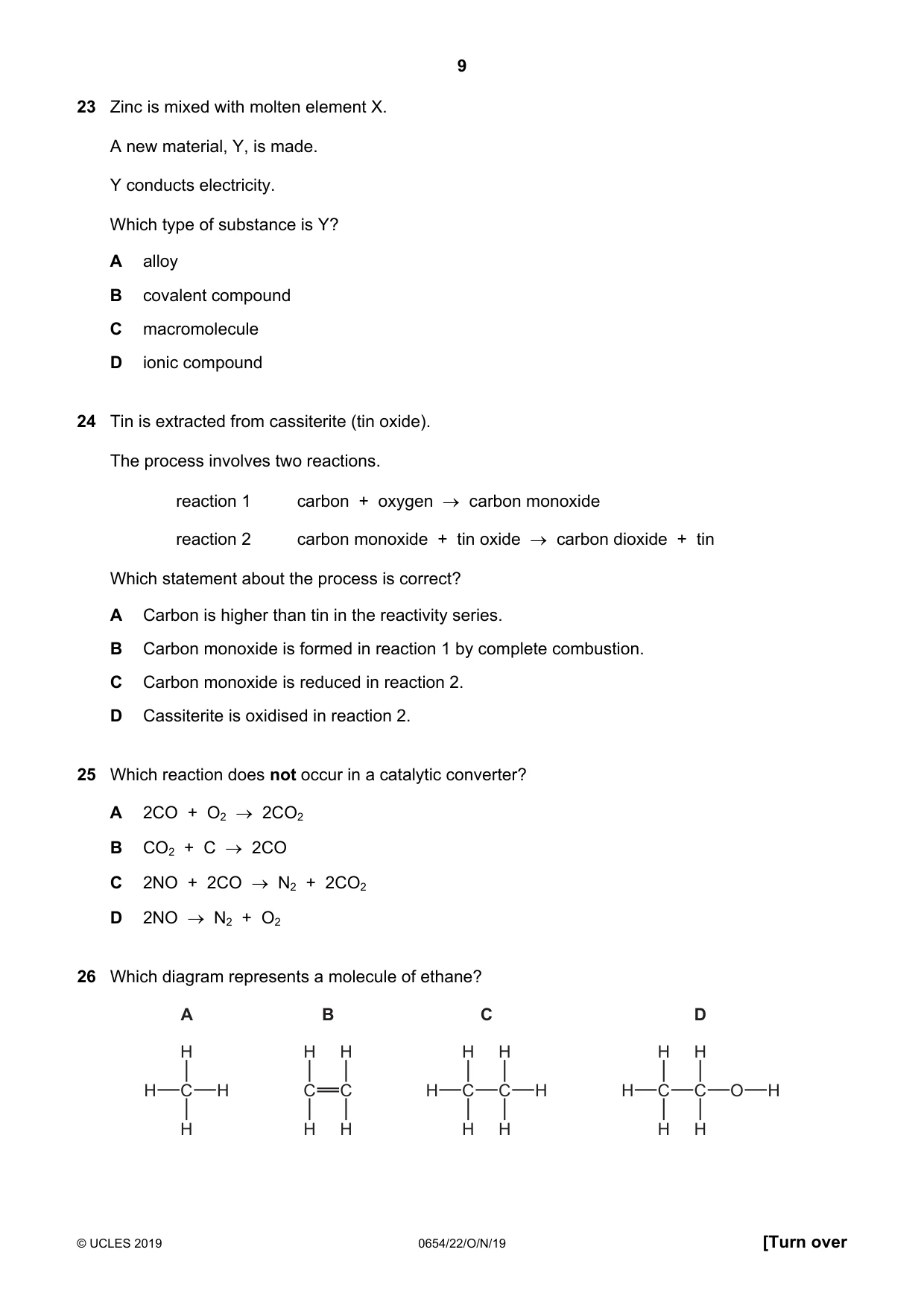Cambridge IGCSE Sciences - Co-ordinated (Double) 0654 2019 Oct/Nov Paper 2 · Variant 2 question paper, page 9 of 16