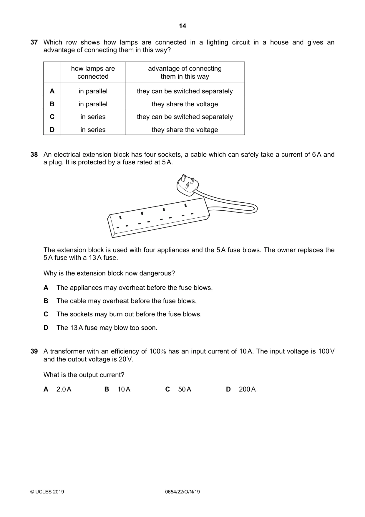 Cambridge IGCSE Sciences - Co-ordinated (Double) 0654 2019 Oct/Nov Paper 2 · Variant 2 question paper, page 14 of 16