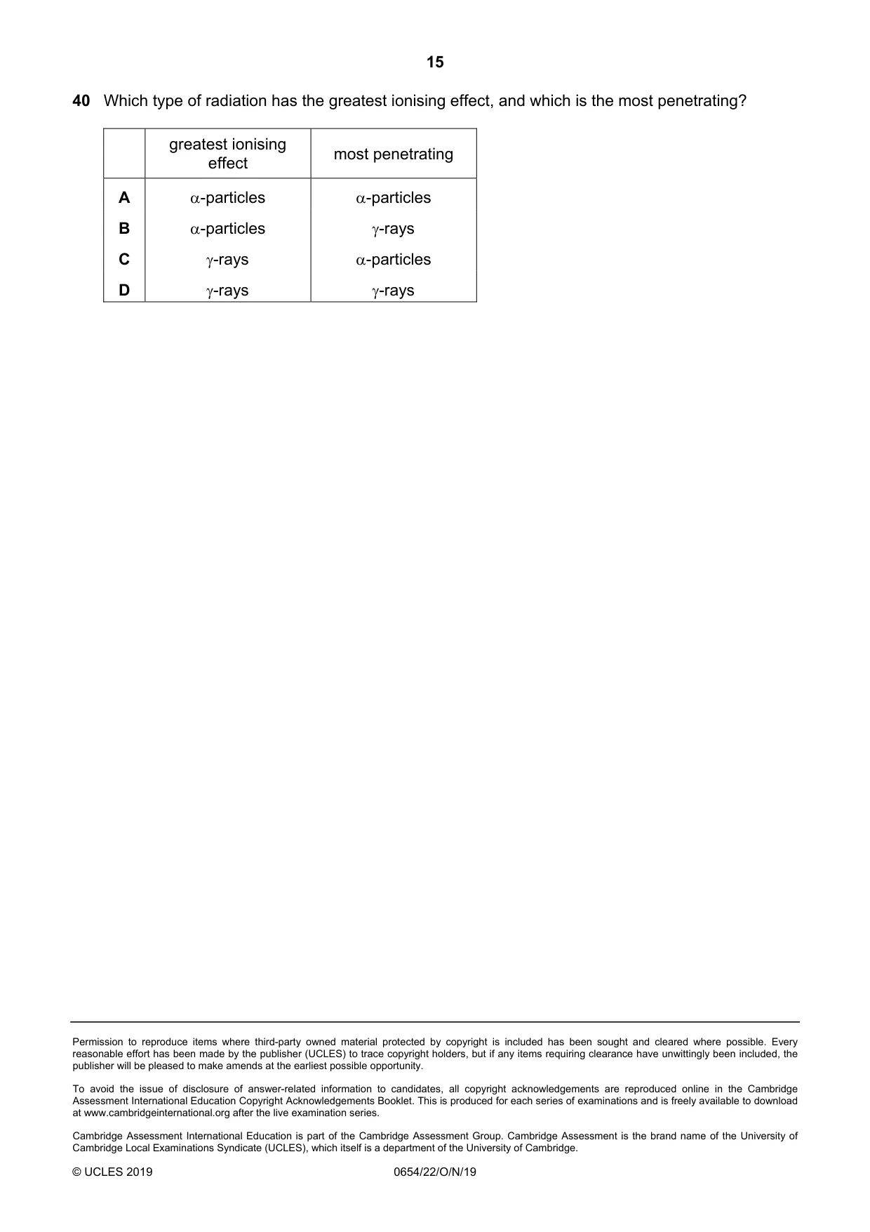 Cambridge IGCSE Sciences - Co-ordinated (Double) 0654 2019 Oct/Nov Paper 2 · Variant 2 question paper, page 15 of 16
