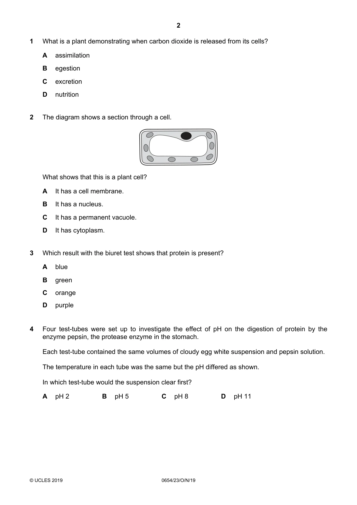 Cambridge IGCSE Sciences - Co-ordinated (Double) 0654 2019 Oct/Nov Paper 2 · Variant 3 question paper, page 2 of 16