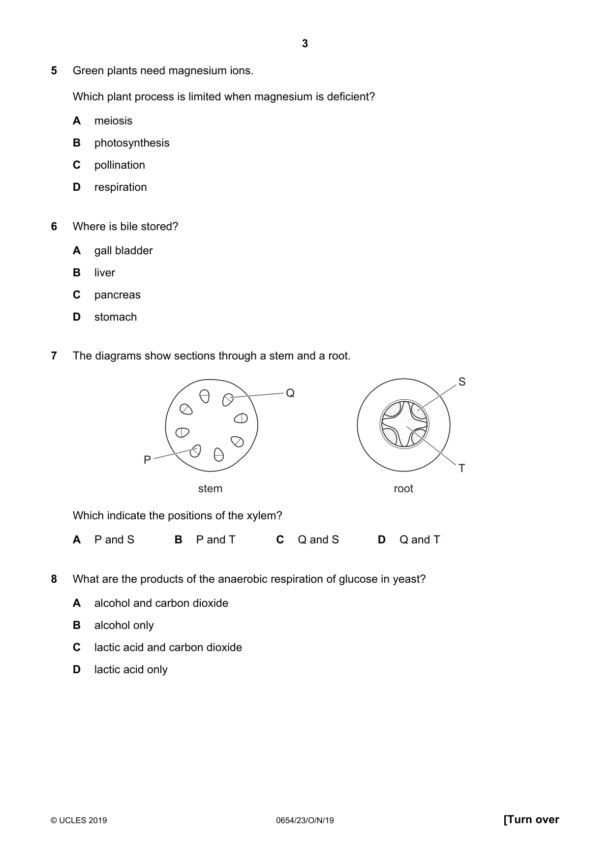 Cambridge IGCSE Sciences - Co-ordinated (Double) 0654 2019 Oct/Nov Paper 2 · Variant 3 question paper, page 3 of 16