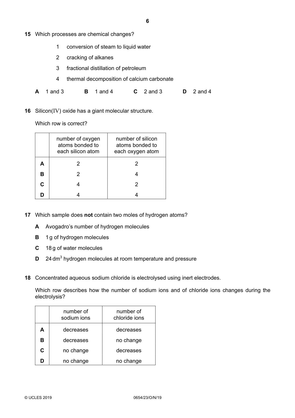 Cambridge IGCSE Sciences - Co-ordinated (Double) 0654 2019 Oct/Nov Paper 2 · Variant 3 question paper, page 6 of 16