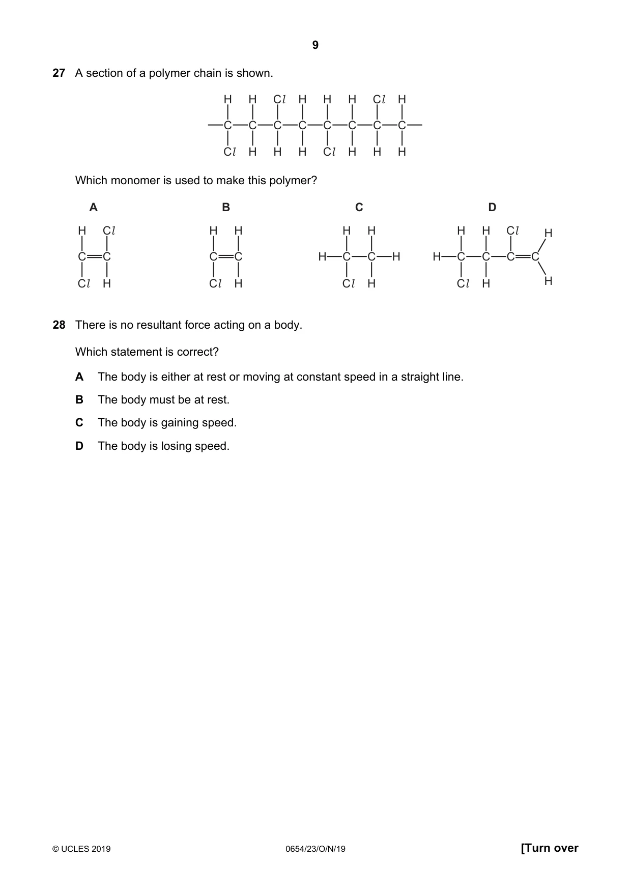 Cambridge IGCSE Sciences - Co-ordinated (Double) 0654 2019 Oct/Nov Paper 2 · Variant 3 question paper, page 9 of 16