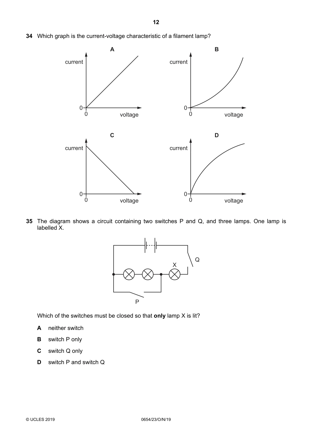 Cambridge IGCSE Sciences - Co-ordinated (Double) 0654 2019 Oct/Nov Paper 2 · Variant 3 question paper, page 12 of 16