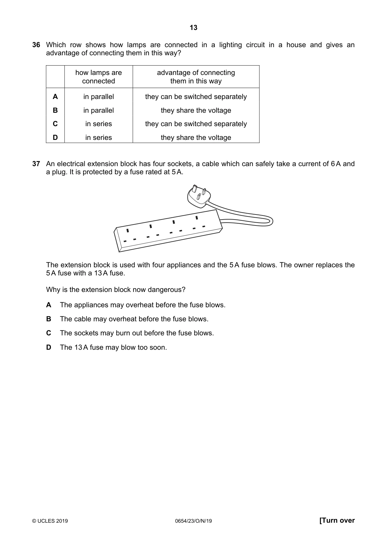 Cambridge IGCSE Sciences - Co-ordinated (Double) 0654 2019 Oct/Nov Paper 2 · Variant 3 question paper, page 13 of 16