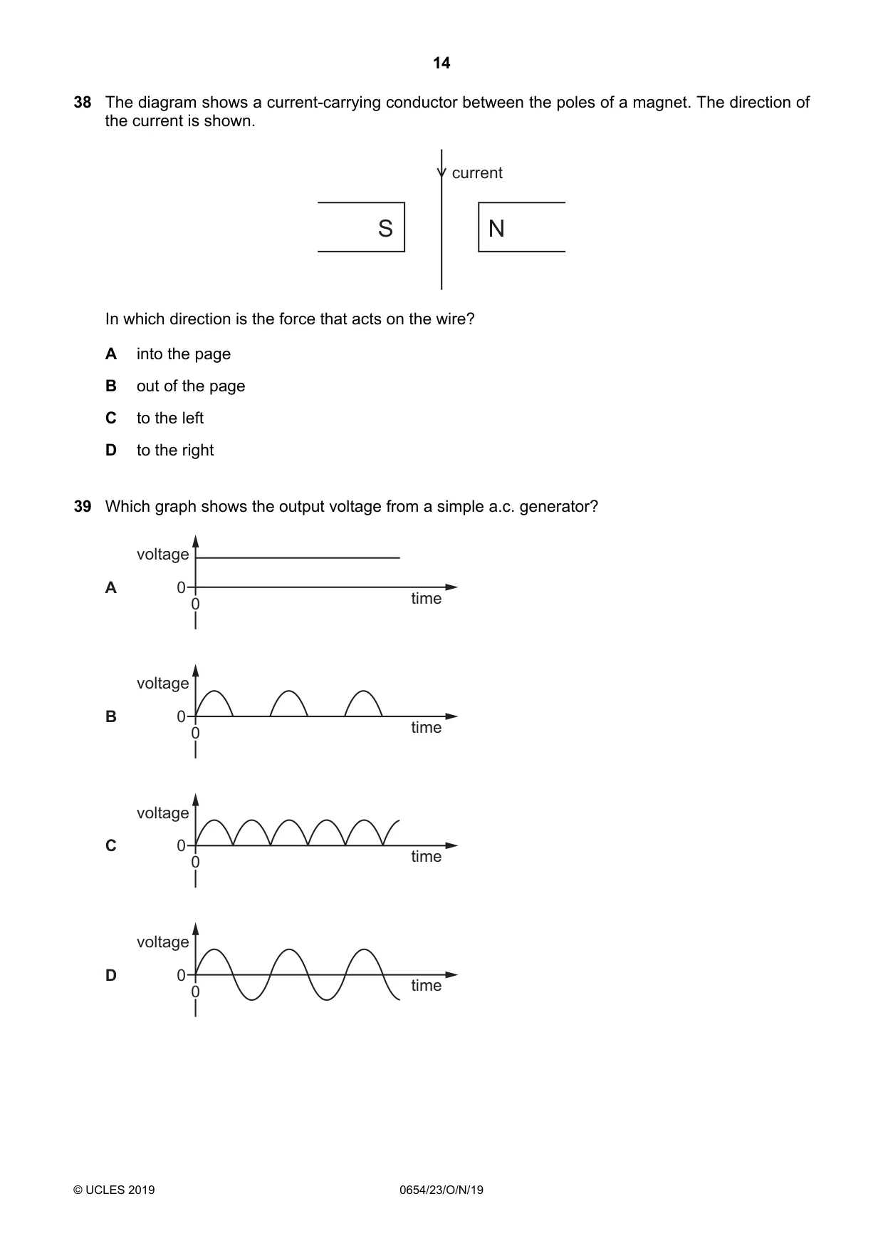 Cambridge IGCSE Sciences - Co-ordinated (Double) 0654 2019 Oct/Nov Paper 2 · Variant 3 question paper, page 14 of 16