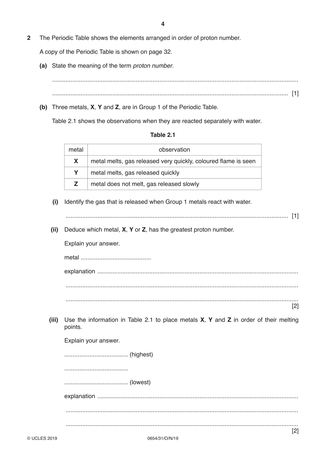 Cambridge IGCSE Sciences - Co-ordinated (Double) 0654 2019 Oct/Nov Paper 3 · Variant 1 question paper, page 4 of 32