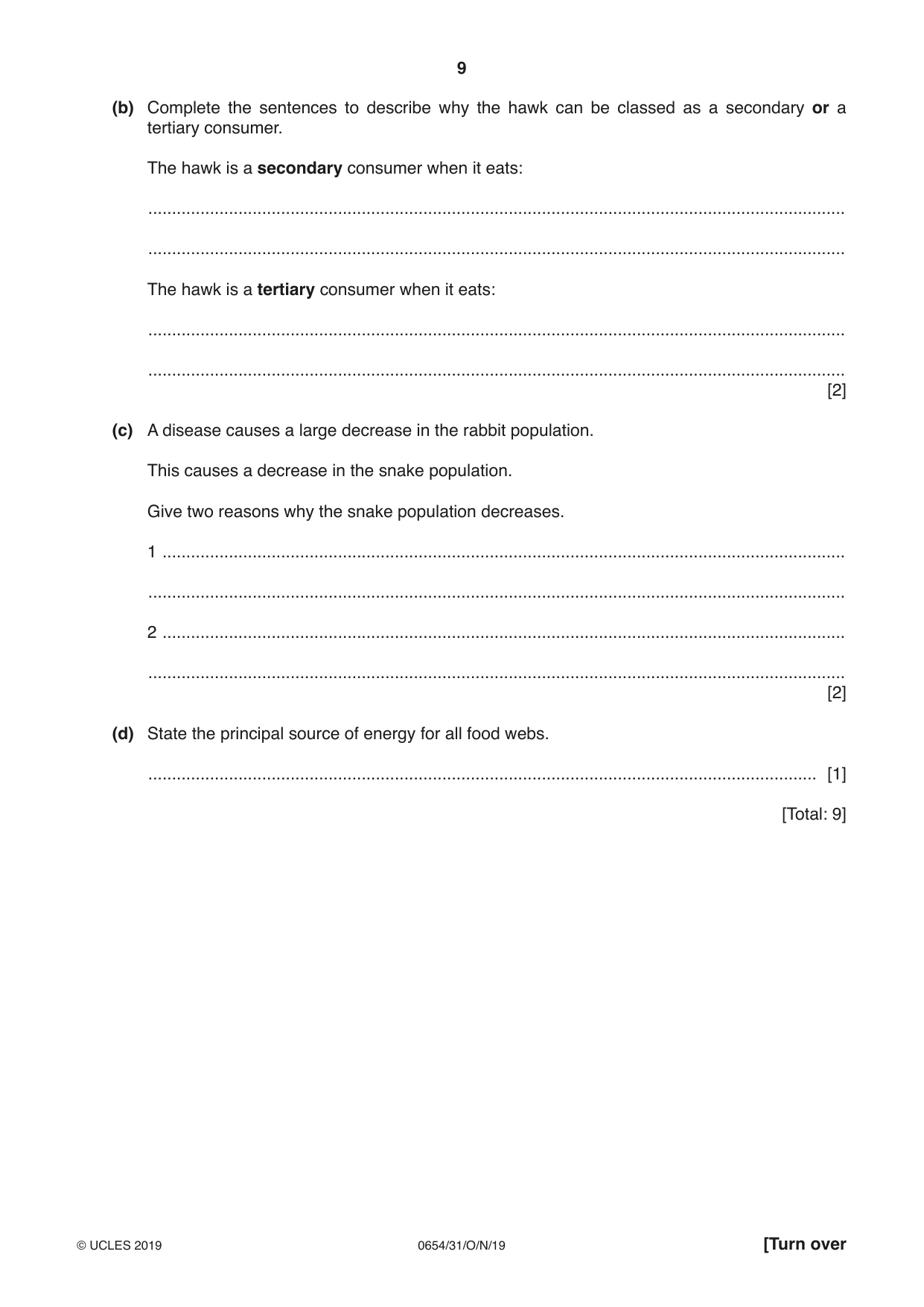 Cambridge IGCSE Sciences - Co-ordinated (Double) 0654 2019 Oct/Nov Paper 3 · Variant 1 question paper, page 9 of 32