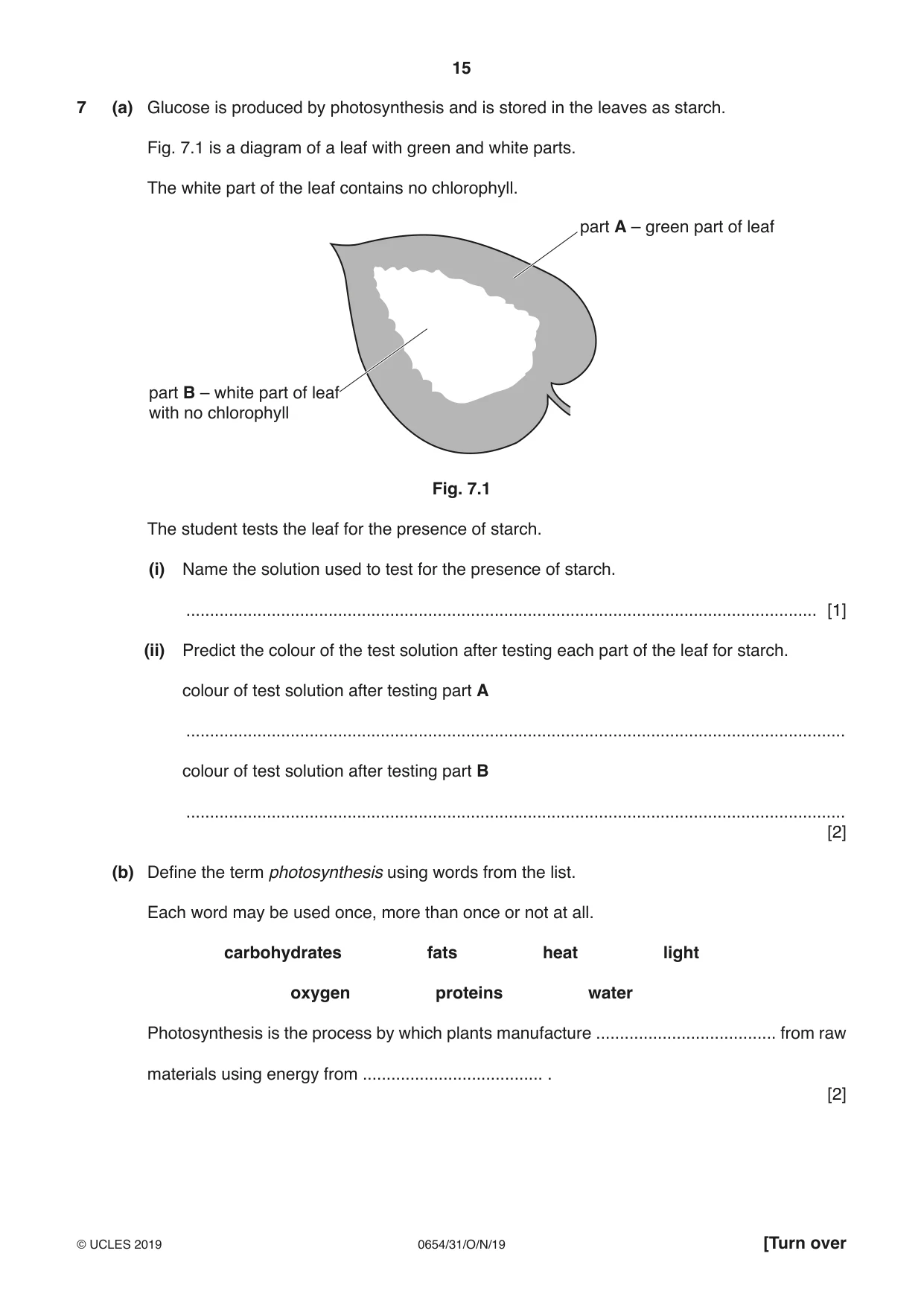 Cambridge IGCSE Sciences - Co-ordinated (Double) 0654 2019 Oct/Nov Paper 3 · Variant 1 question paper, page 15 of 32