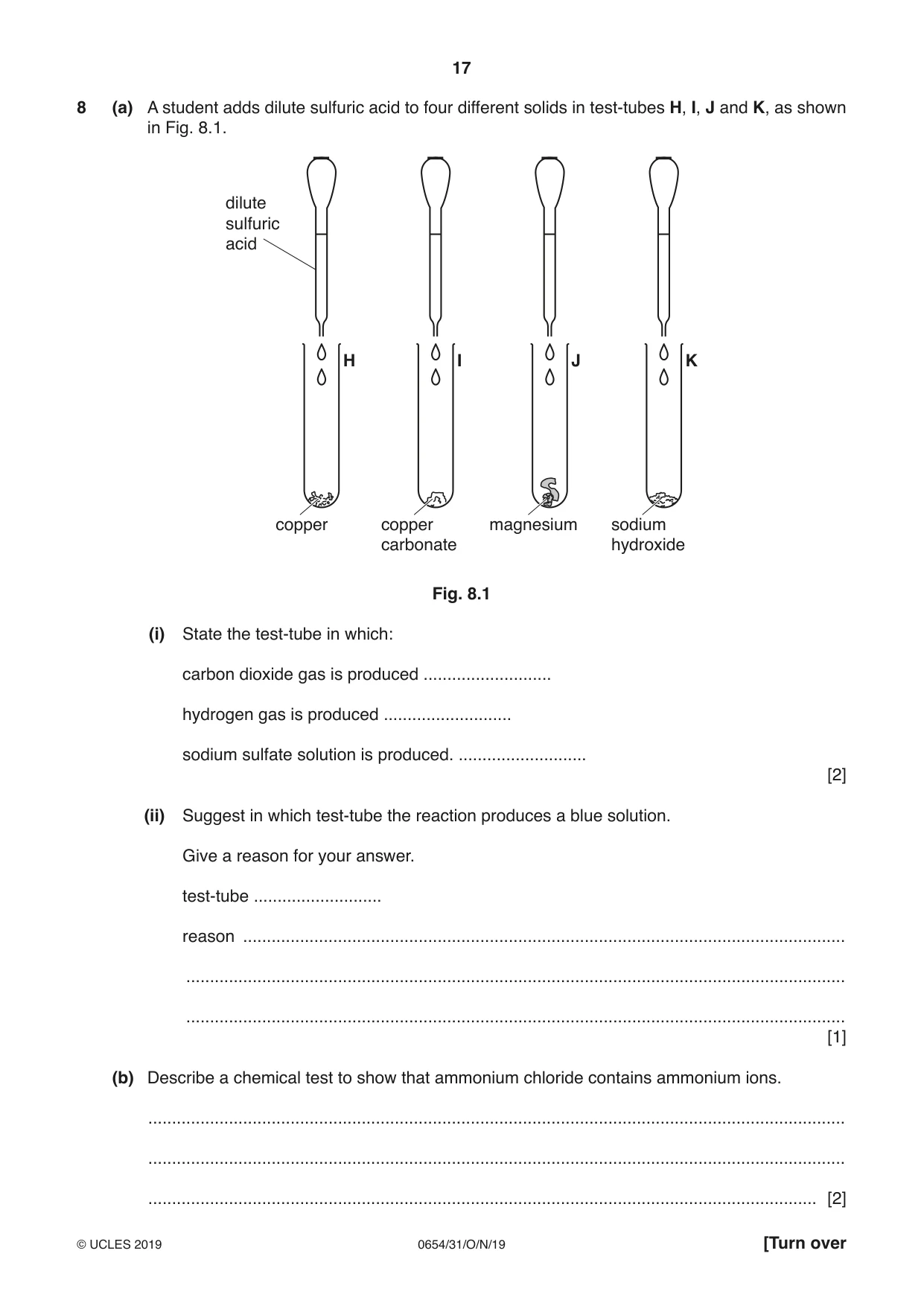 Cambridge IGCSE Sciences - Co-ordinated (Double) 0654 2019 Oct/Nov Paper 3 · Variant 1 question paper, page 17 of 32