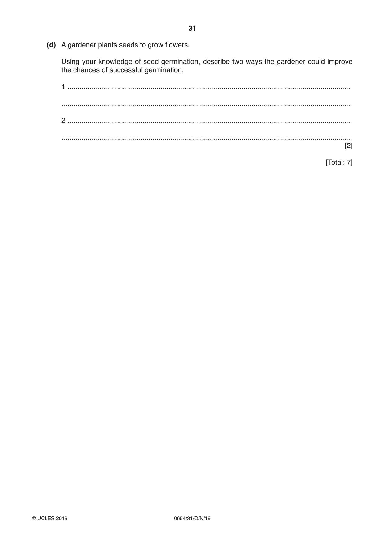 Cambridge IGCSE Sciences - Co-ordinated (Double) 0654 2019 Oct/Nov Paper 3 · Variant 1 question paper, page 31 of 32