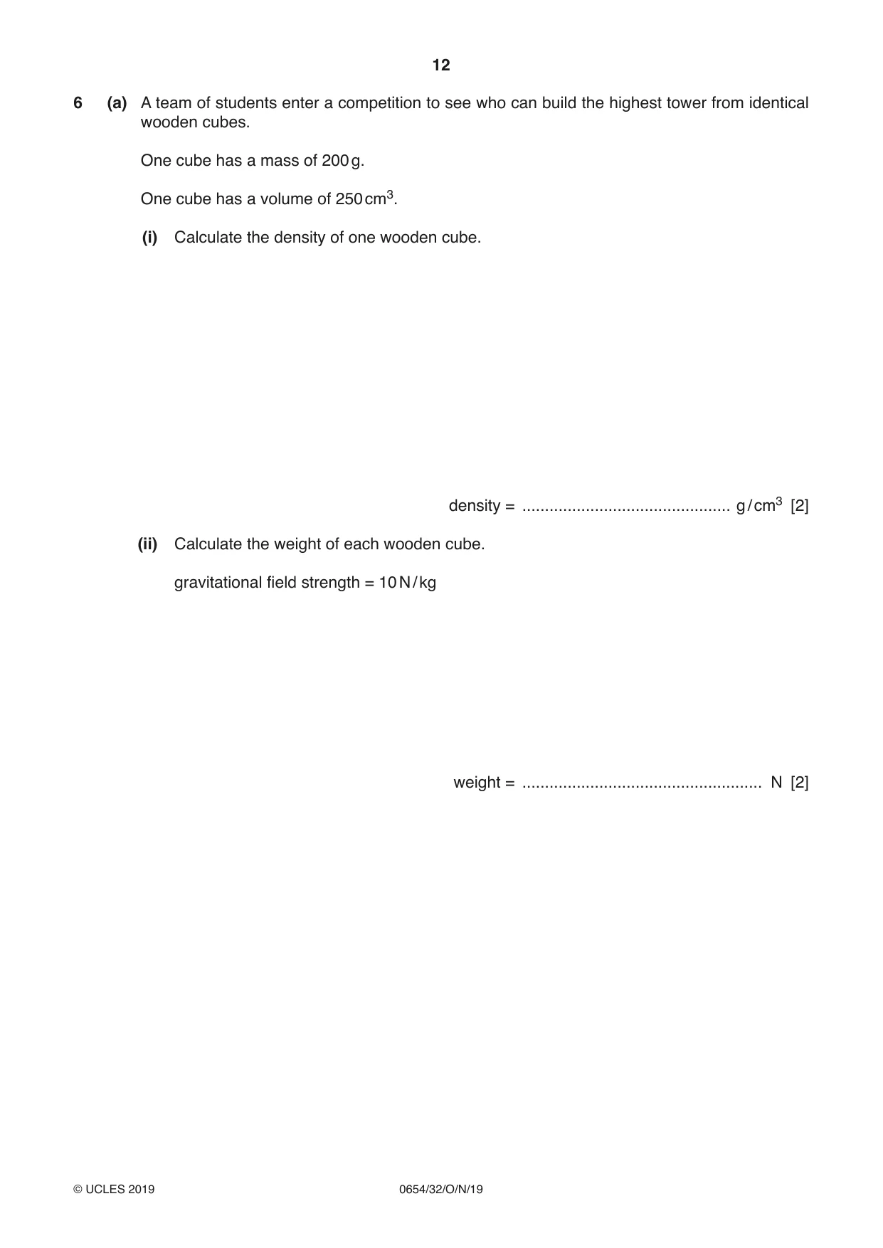 Cambridge IGCSE Sciences - Co-ordinated (Double) 0654 2019 Oct/Nov Paper 3 · Variant 2 question paper, page 12 of 32
