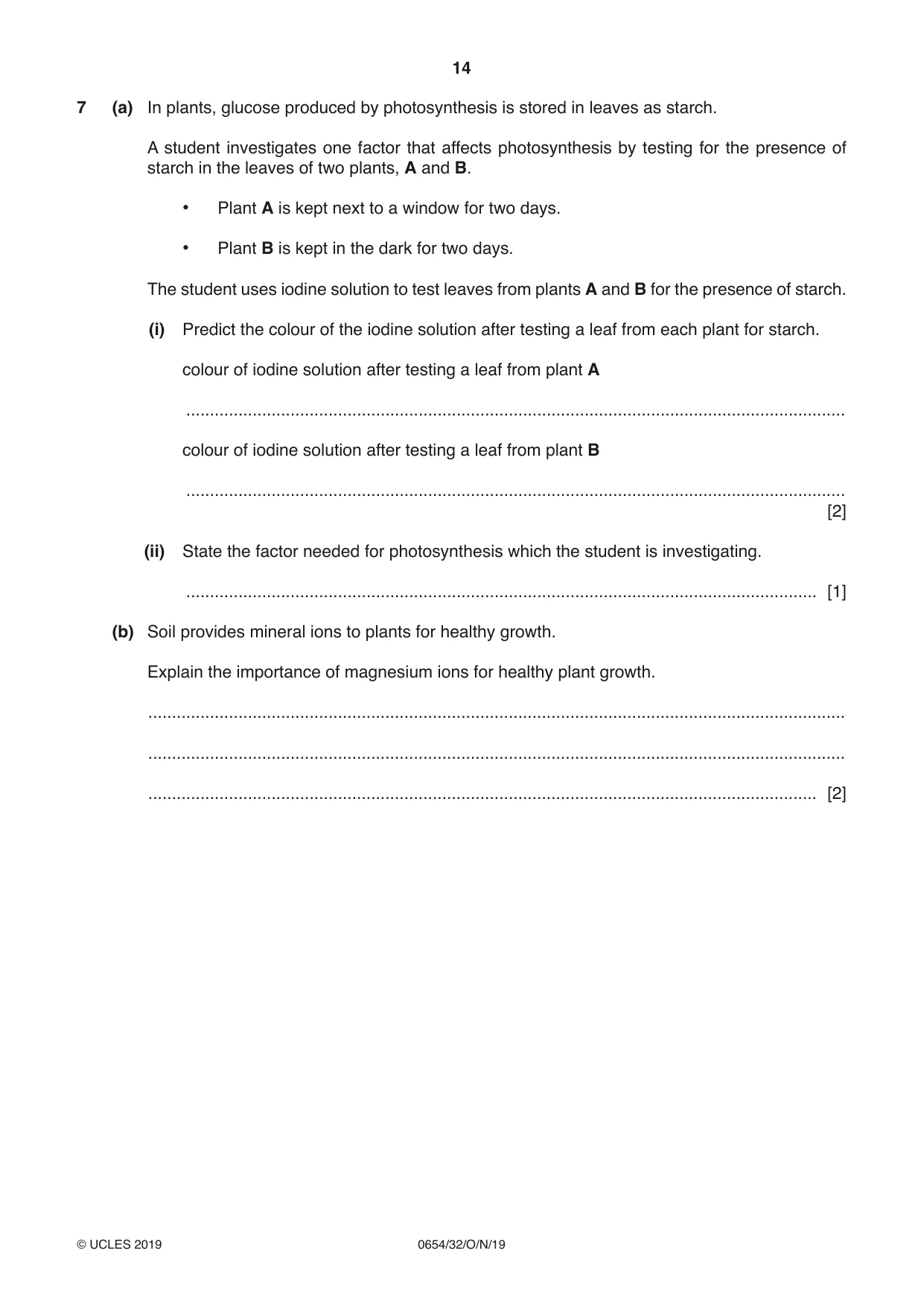 Cambridge IGCSE Sciences - Co-ordinated (Double) 0654 2019 Oct/Nov Paper 3 · Variant 2 question paper, page 14 of 32