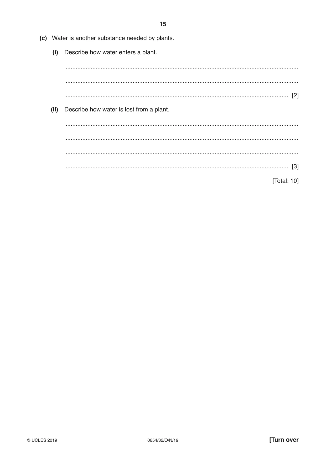 Cambridge IGCSE Sciences - Co-ordinated (Double) 0654 2019 Oct/Nov Paper 3 · Variant 2 question paper, page 15 of 32