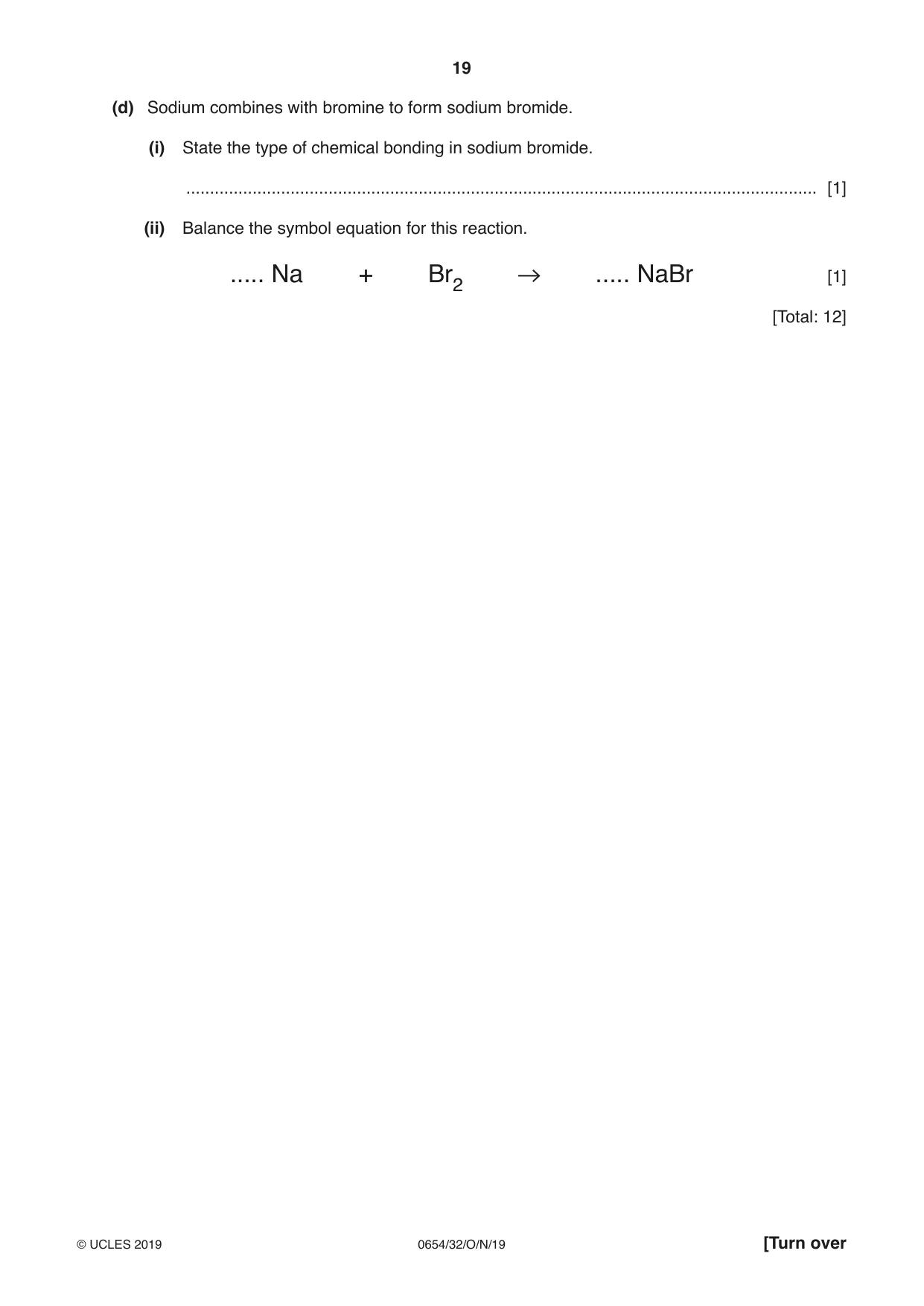 Cambridge IGCSE Sciences - Co-ordinated (Double) 0654 2019 Oct/Nov Paper 3 · Variant 2 question paper, page 19 of 32
