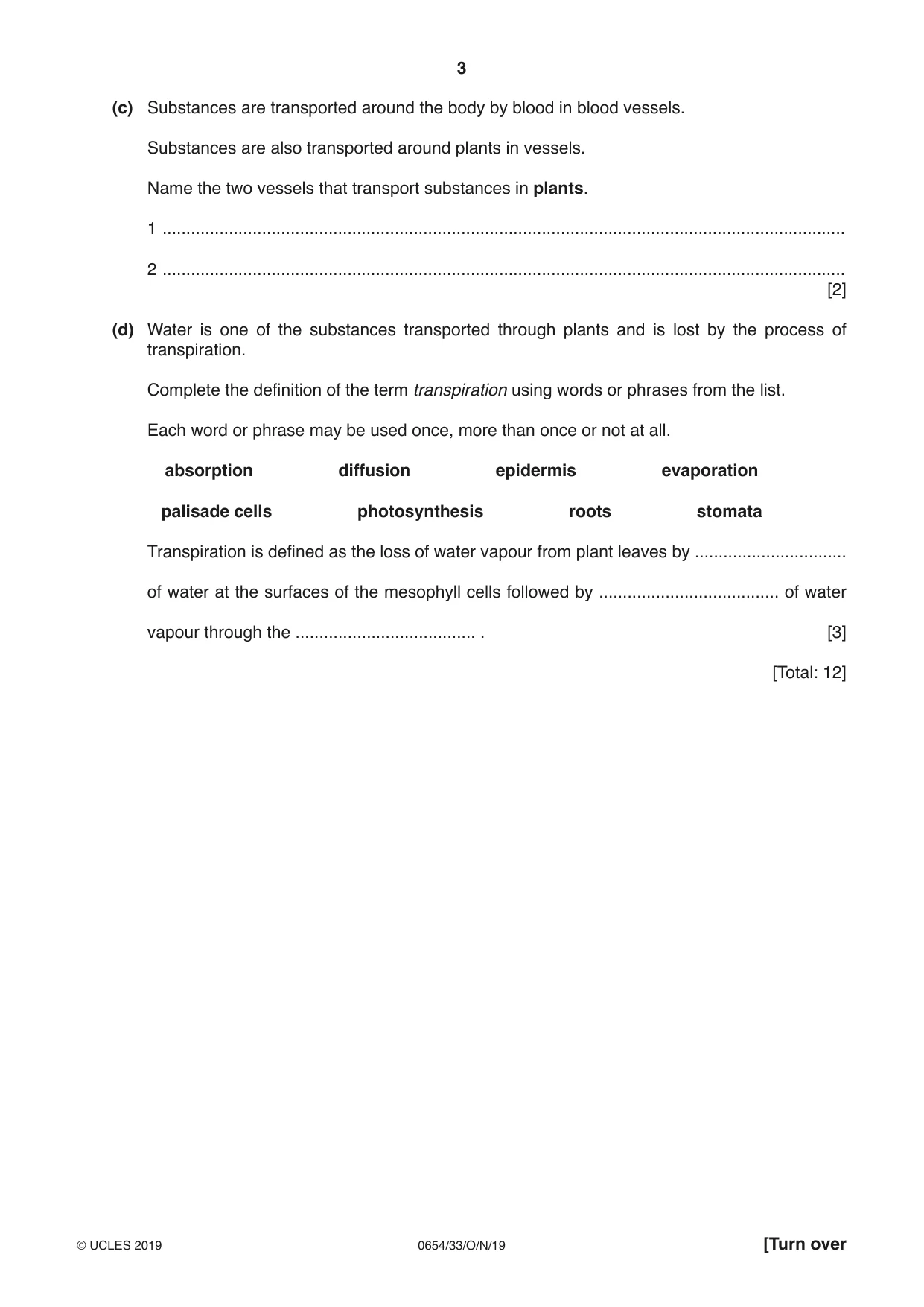 Cambridge IGCSE Sciences - Co-ordinated (Double) 0654 2019 Oct/Nov Paper 3 · Variant 3 question paper, page 3 of 32