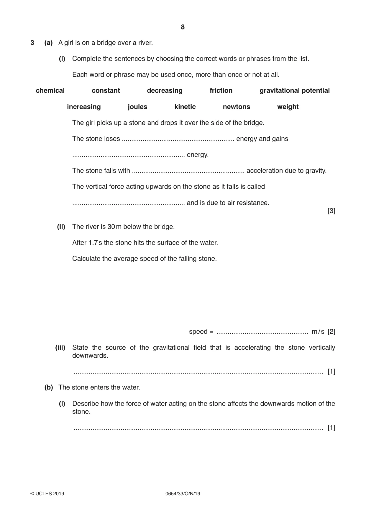 Cambridge IGCSE Sciences - Co-ordinated (Double) 0654 2019 Oct/Nov Paper 3 · Variant 3 question paper, page 8 of 32