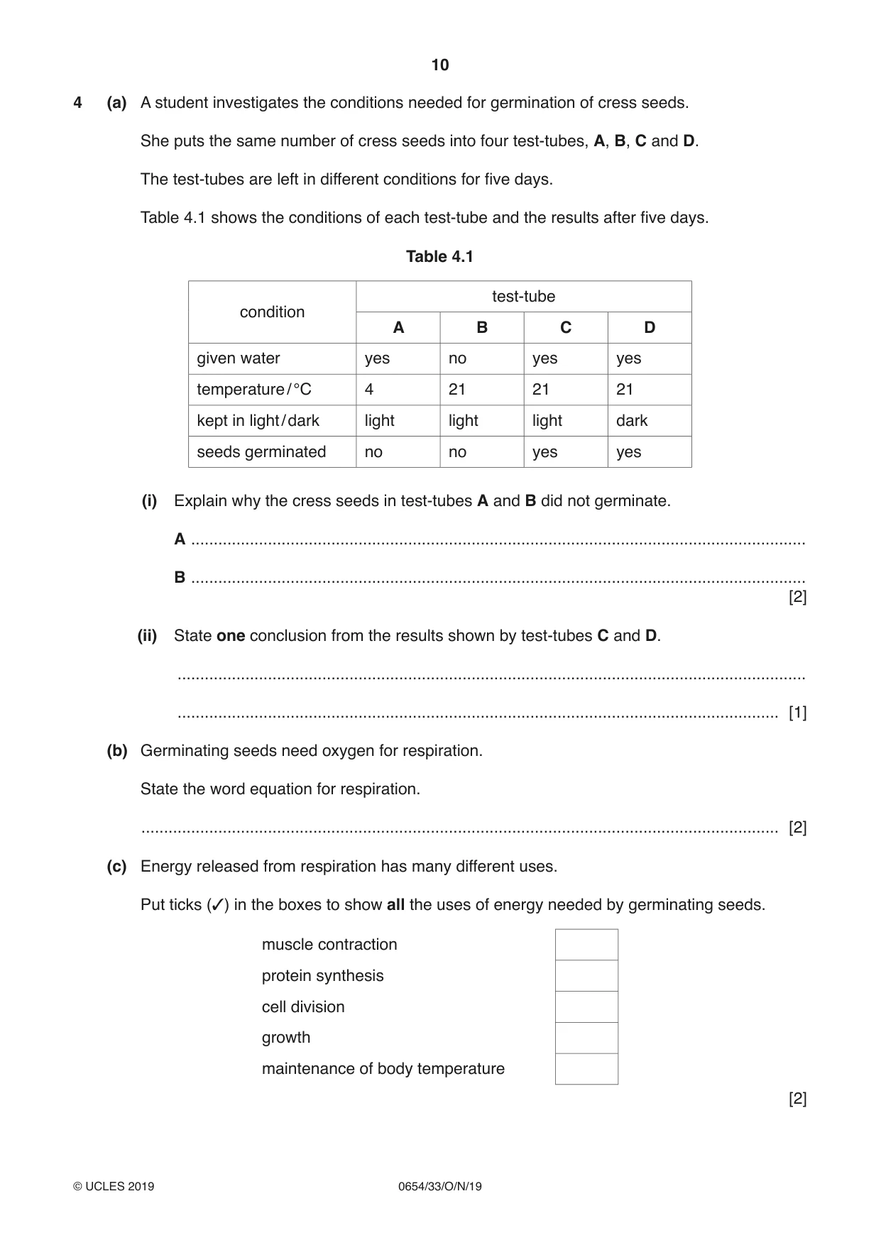 Cambridge IGCSE Sciences - Co-ordinated (Double) 0654 2019 Oct/Nov Paper 3 · Variant 3 question paper, page 10 of 32