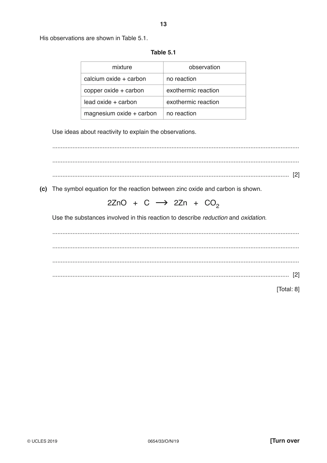Cambridge IGCSE Sciences - Co-ordinated (Double) 0654 2019 Oct/Nov Paper 3 · Variant 3 question paper, page 13 of 32