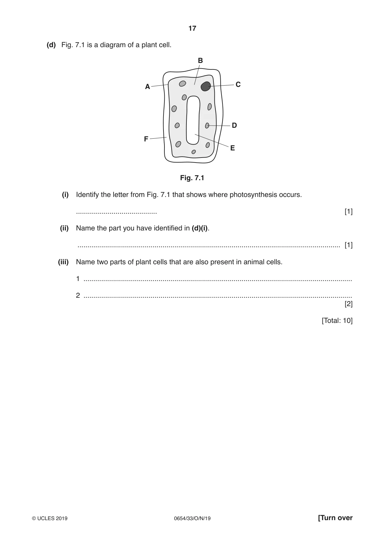Cambridge IGCSE Sciences - Co-ordinated (Double) 0654 2019 Oct/Nov Paper 3 · Variant 3 question paper, page 17 of 32