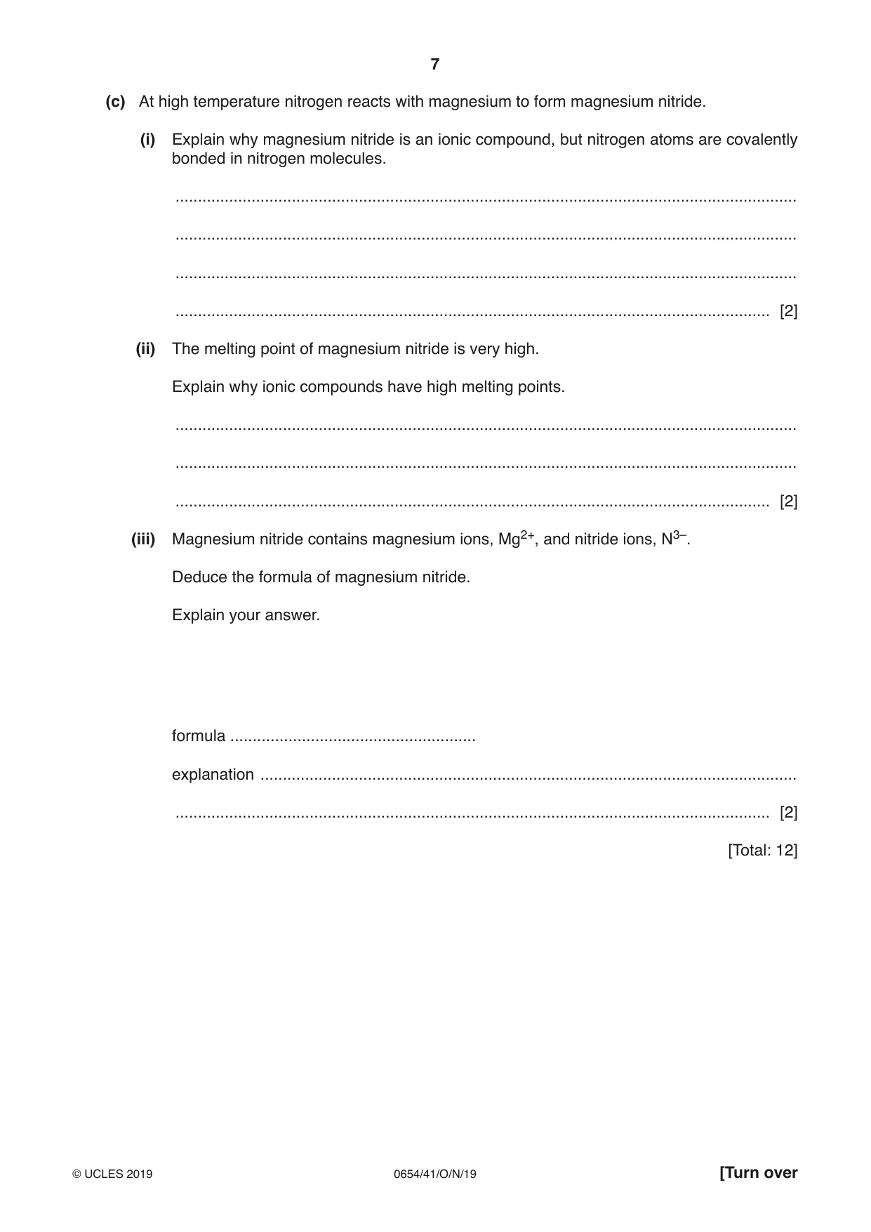 Cambridge IGCSE Sciences - Co-ordinated (Double) 0654 2019 Oct/Nov Paper 4 · Variant 1 question paper, page 7 of 32