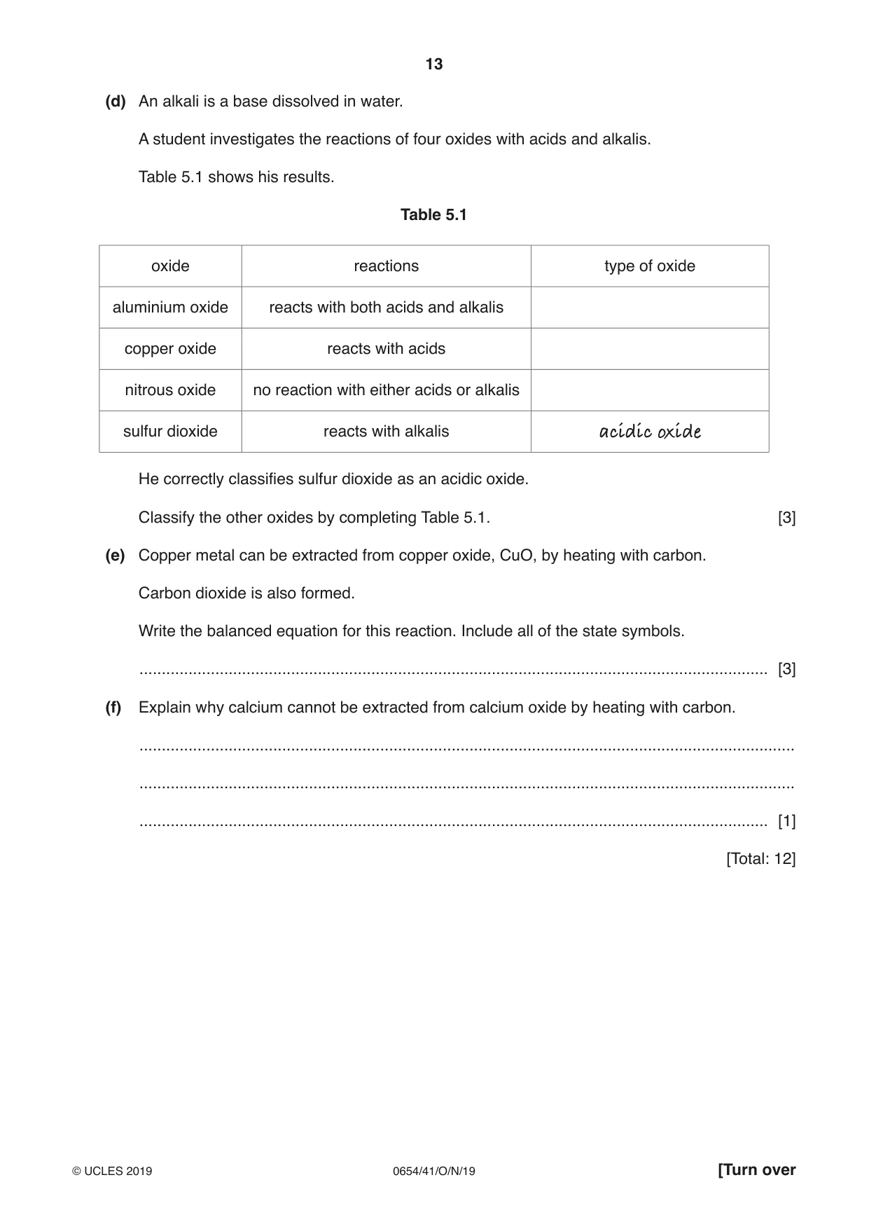 Cambridge IGCSE Sciences - Co-ordinated (Double) 0654 2019 Oct/Nov Paper 4 · Variant 1 question paper, page 13 of 32