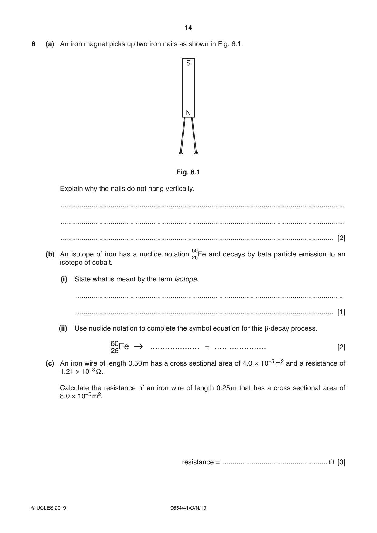 Cambridge IGCSE Sciences - Co-ordinated (Double) 0654 2019 Oct/Nov Paper 4 · Variant 1 question paper, page 14 of 32