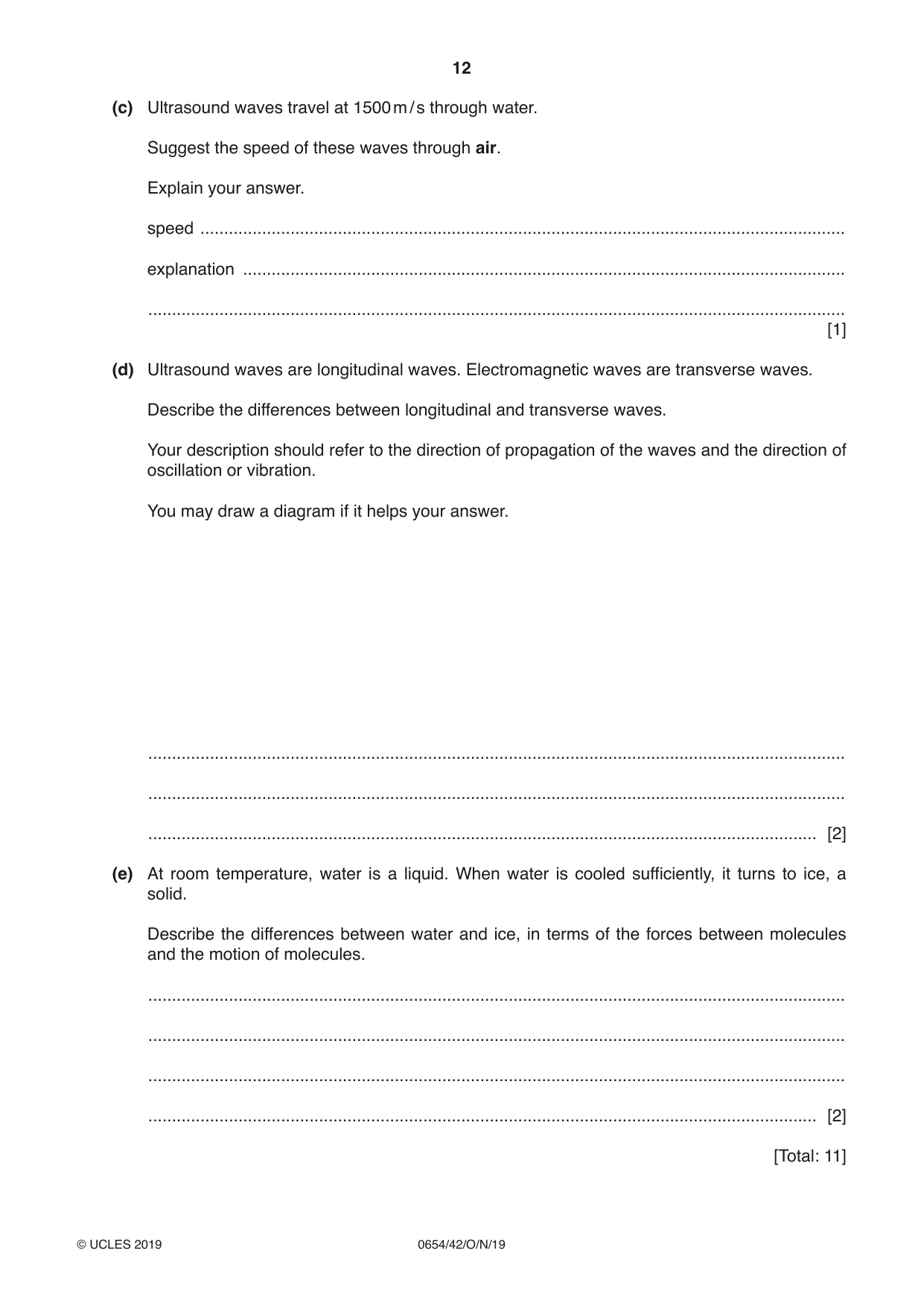 Cambridge IGCSE Sciences - Co-ordinated (Double) 0654 2019 Oct/Nov Paper 4 · Variant 2 question paper, page 12 of 28